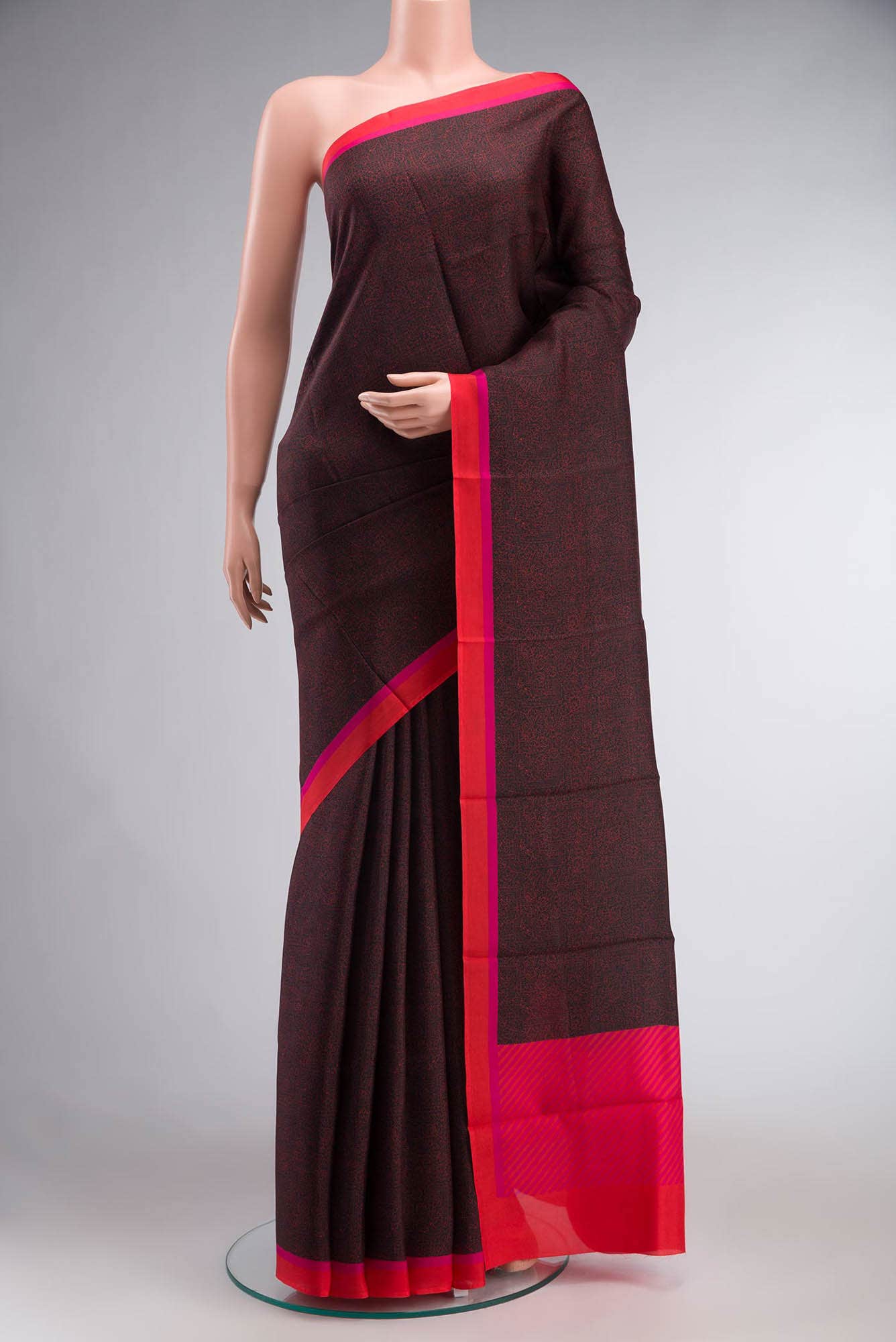 Black Printed Silk Saree