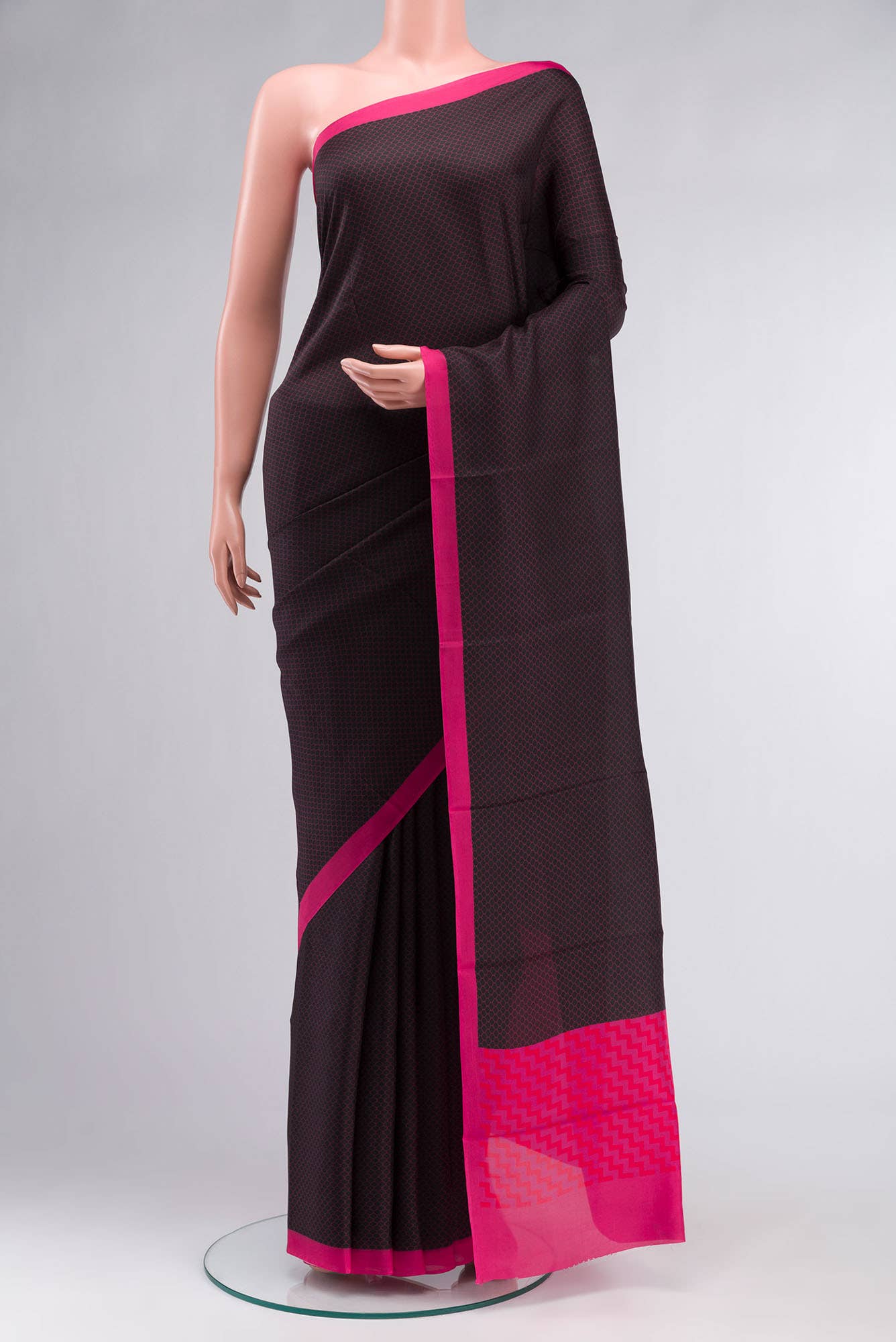 Black Printed Silk Saree