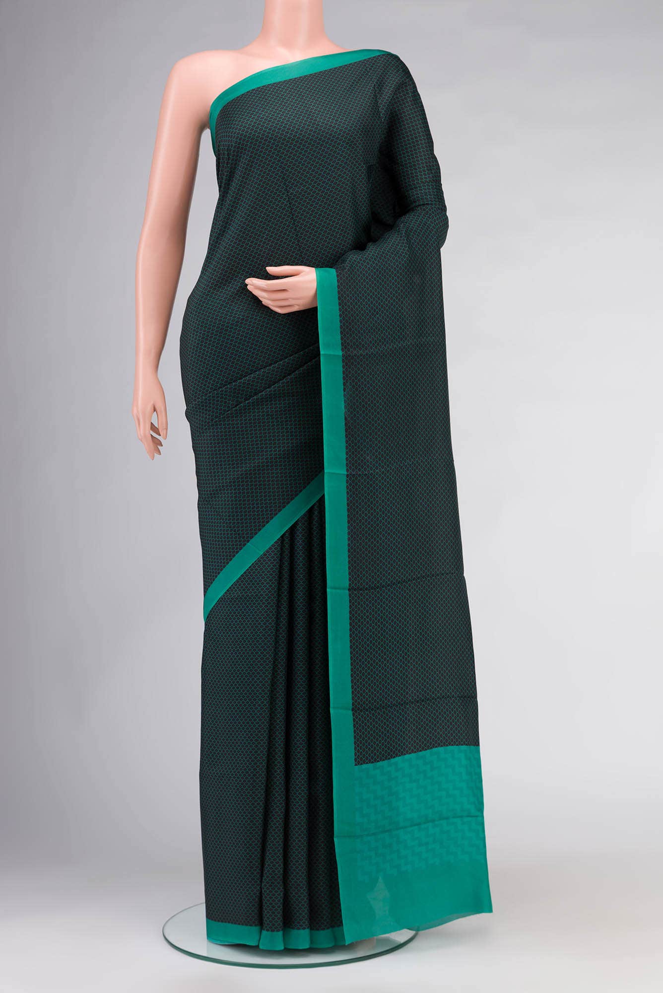 Black Printed Silk Saree