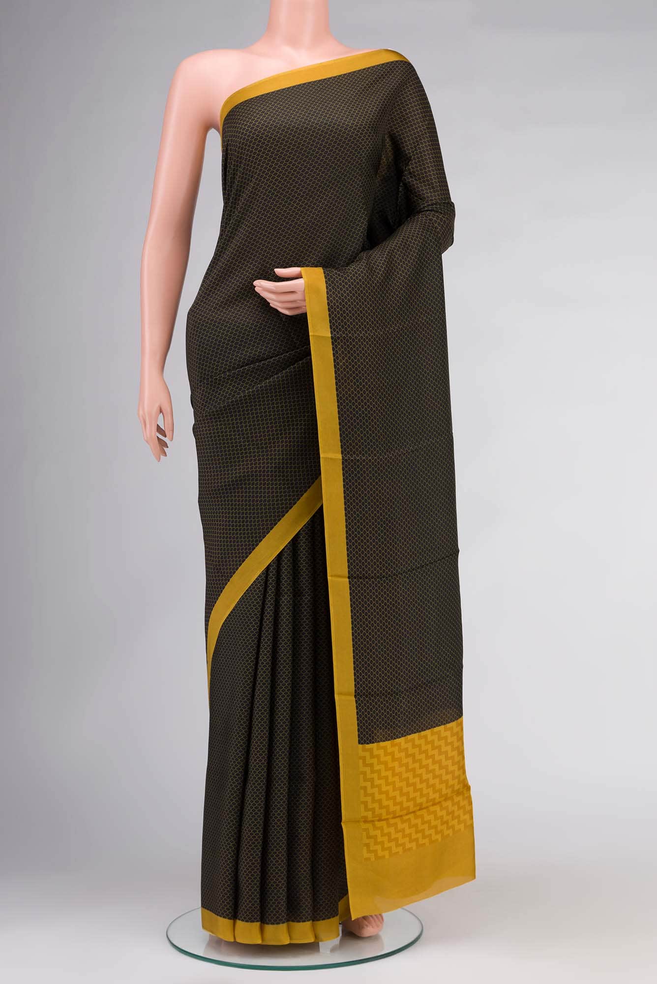 Black Printed Silk Saree