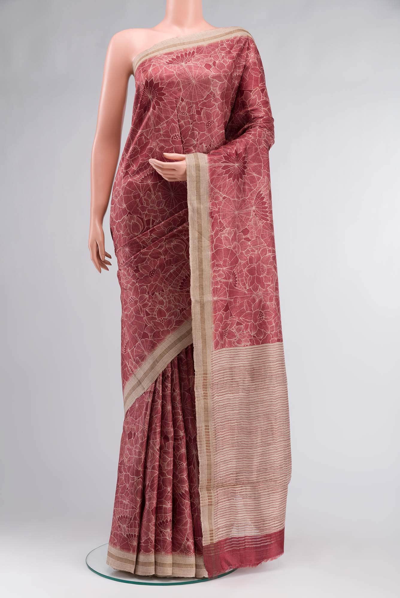 Rust Bhagalpuri Tussar Silk Saree