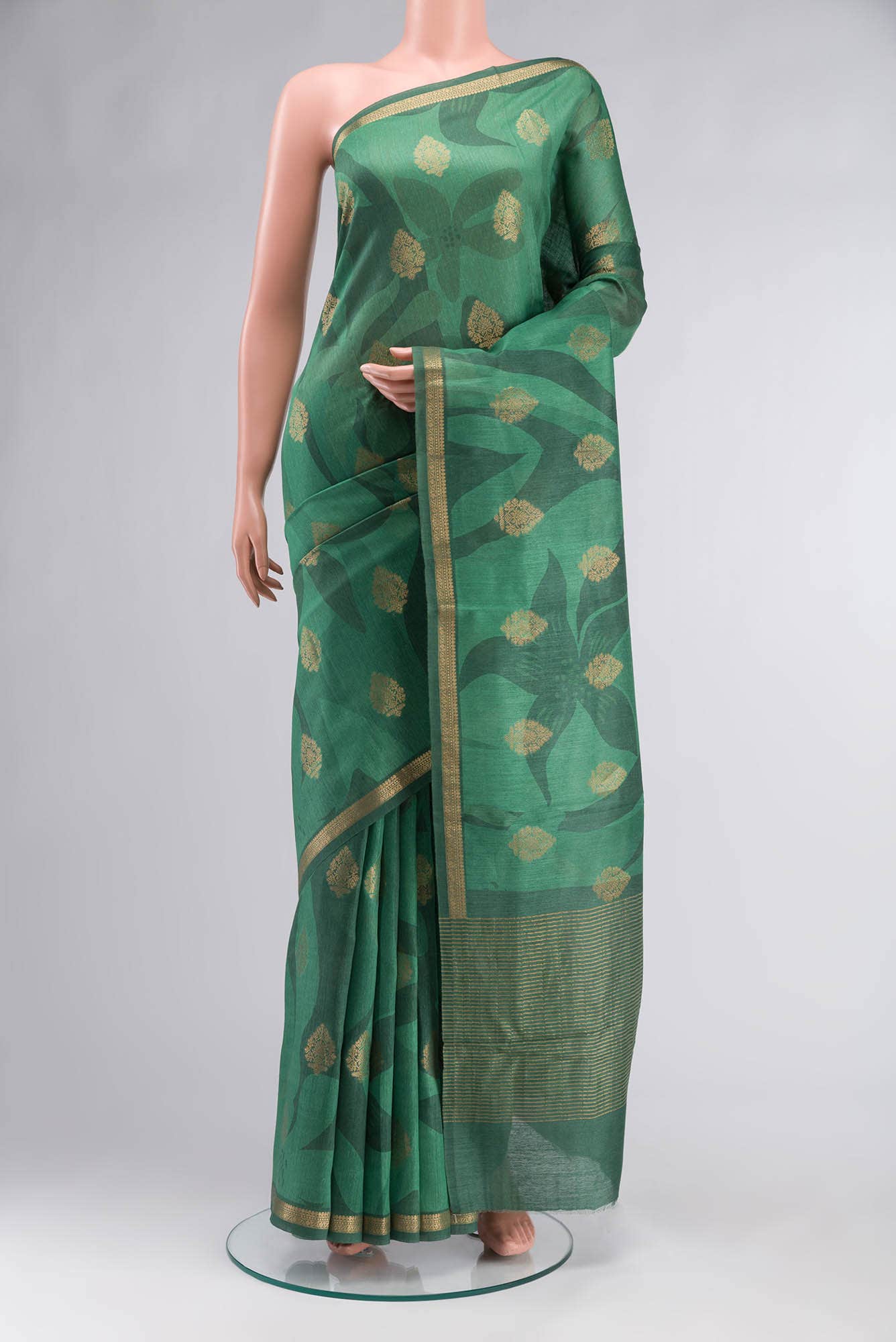 Green Bhagalpuri Tussar Silk Saree