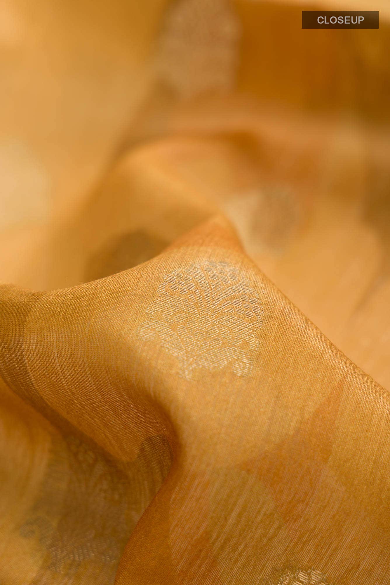 Mustard Bhagalpuri Tussar Silk Saree