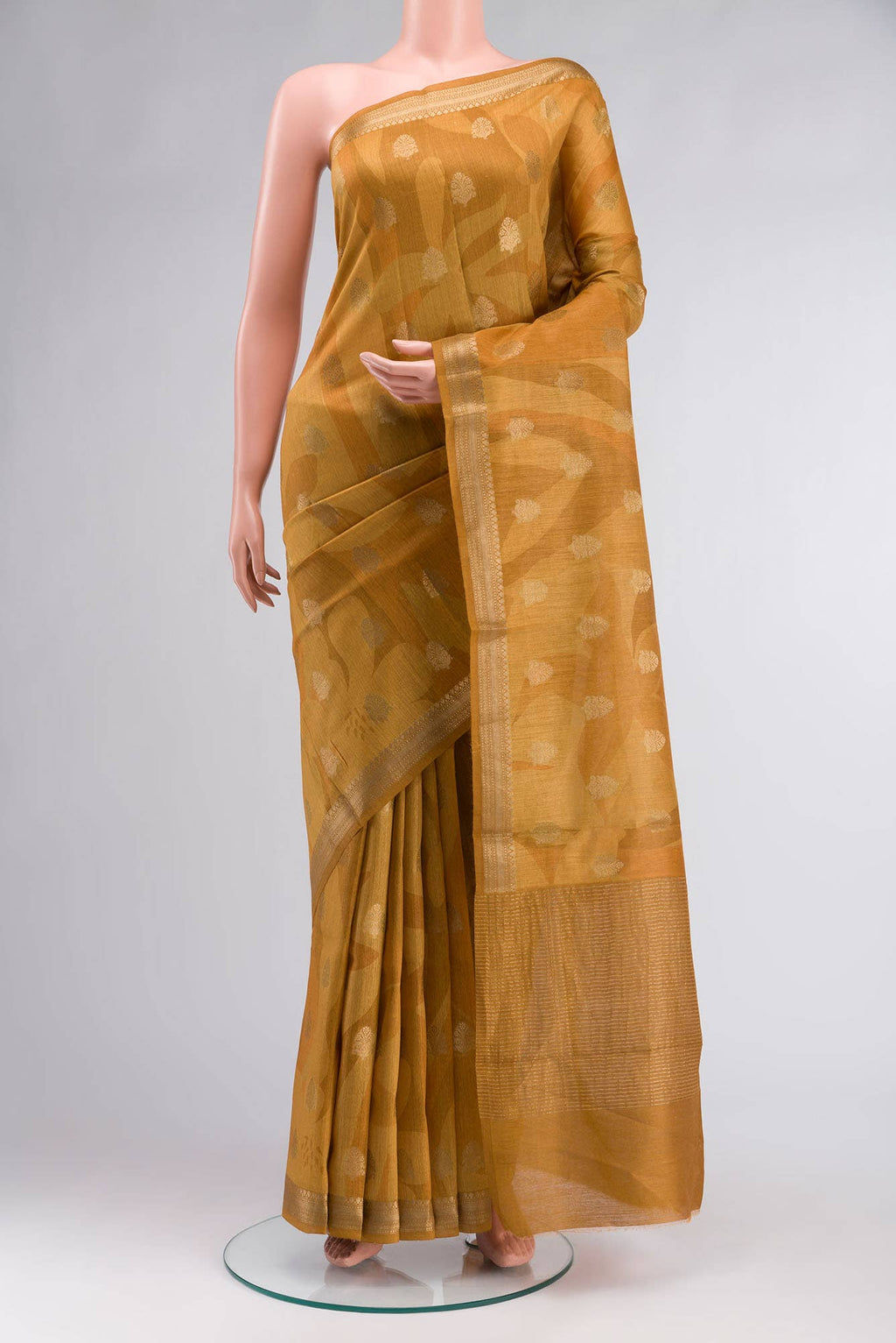 Mustard Bhagalpuri Tussar Silk Saree