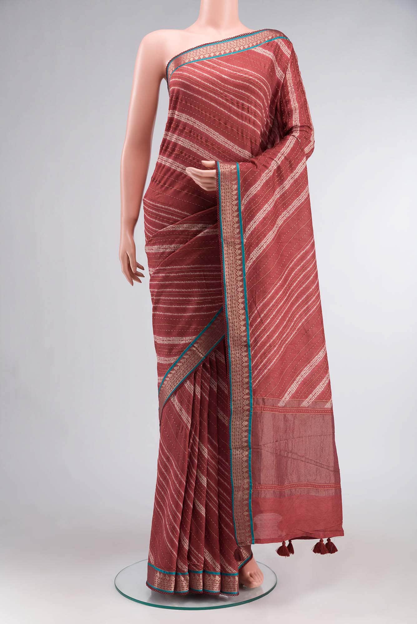 Red Bhagalpuri Tussar Silk Saree