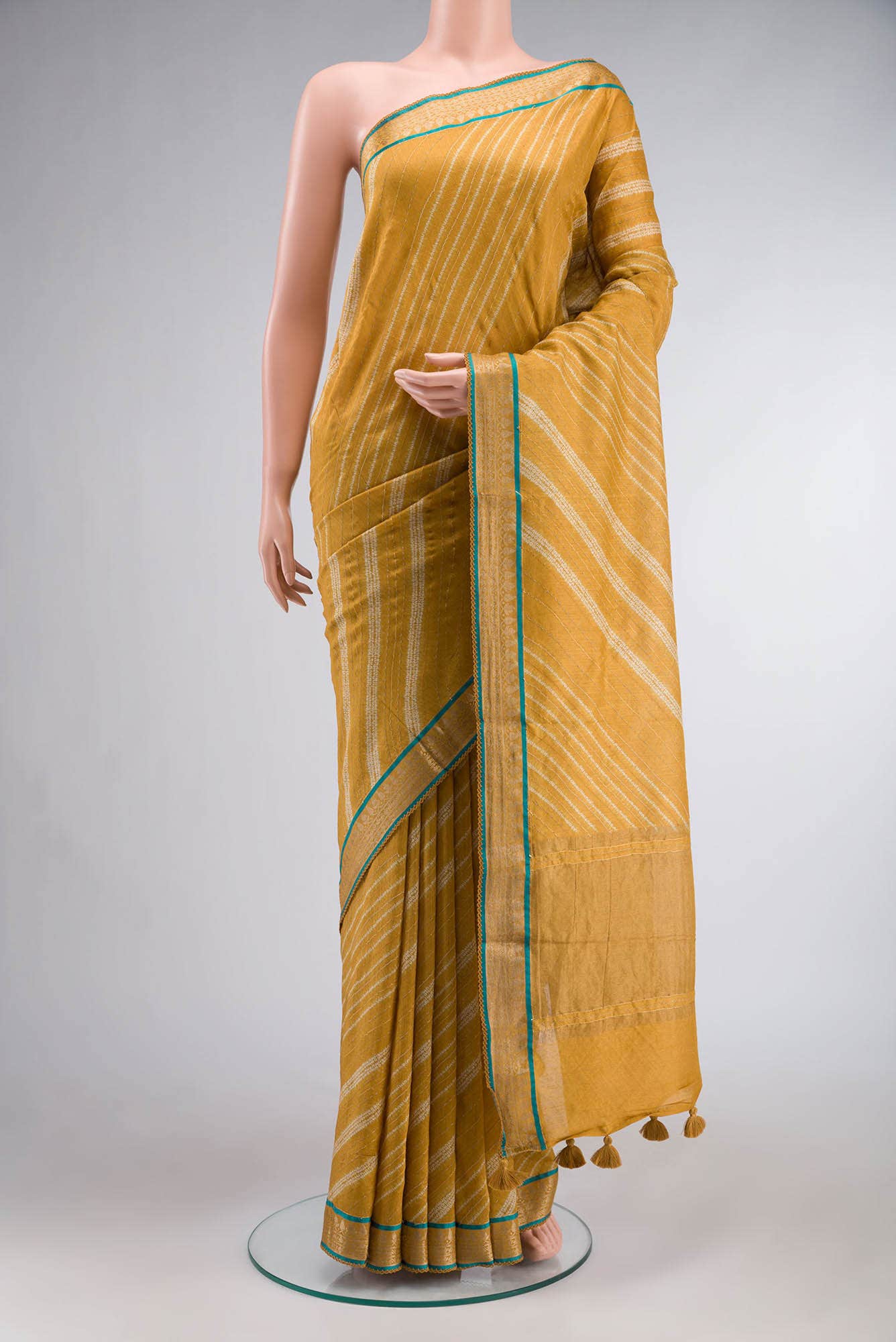 Yellow Bhagalpuri Tussar Silk Saree