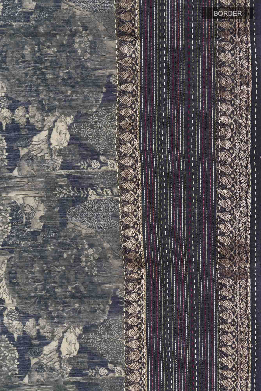 Black Bhagalpuri Tussar Silk Saree