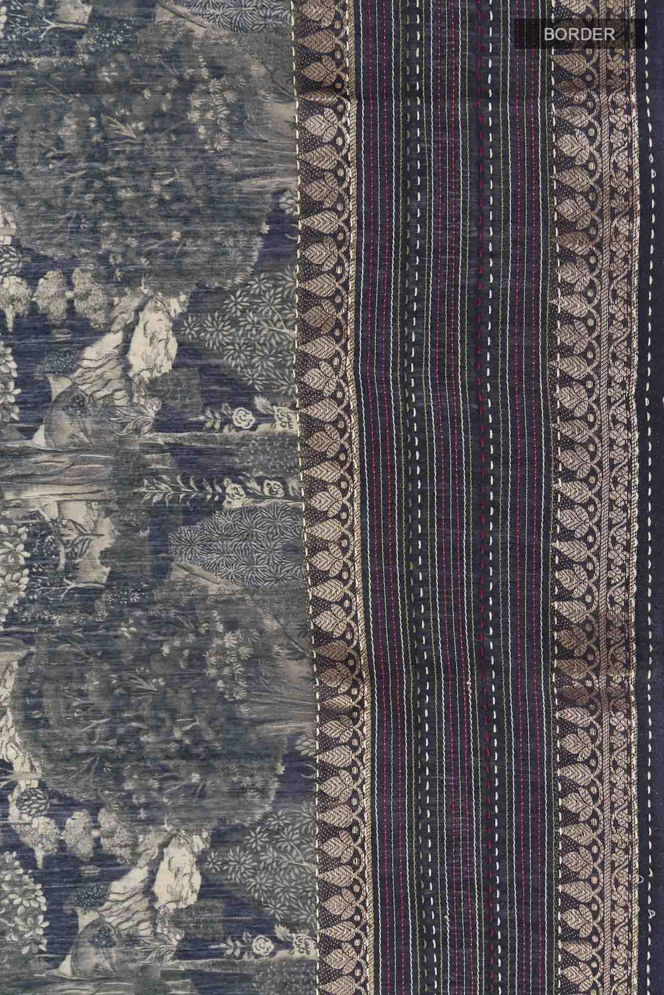 Black Bhagalpuri Tussar Silk Saree