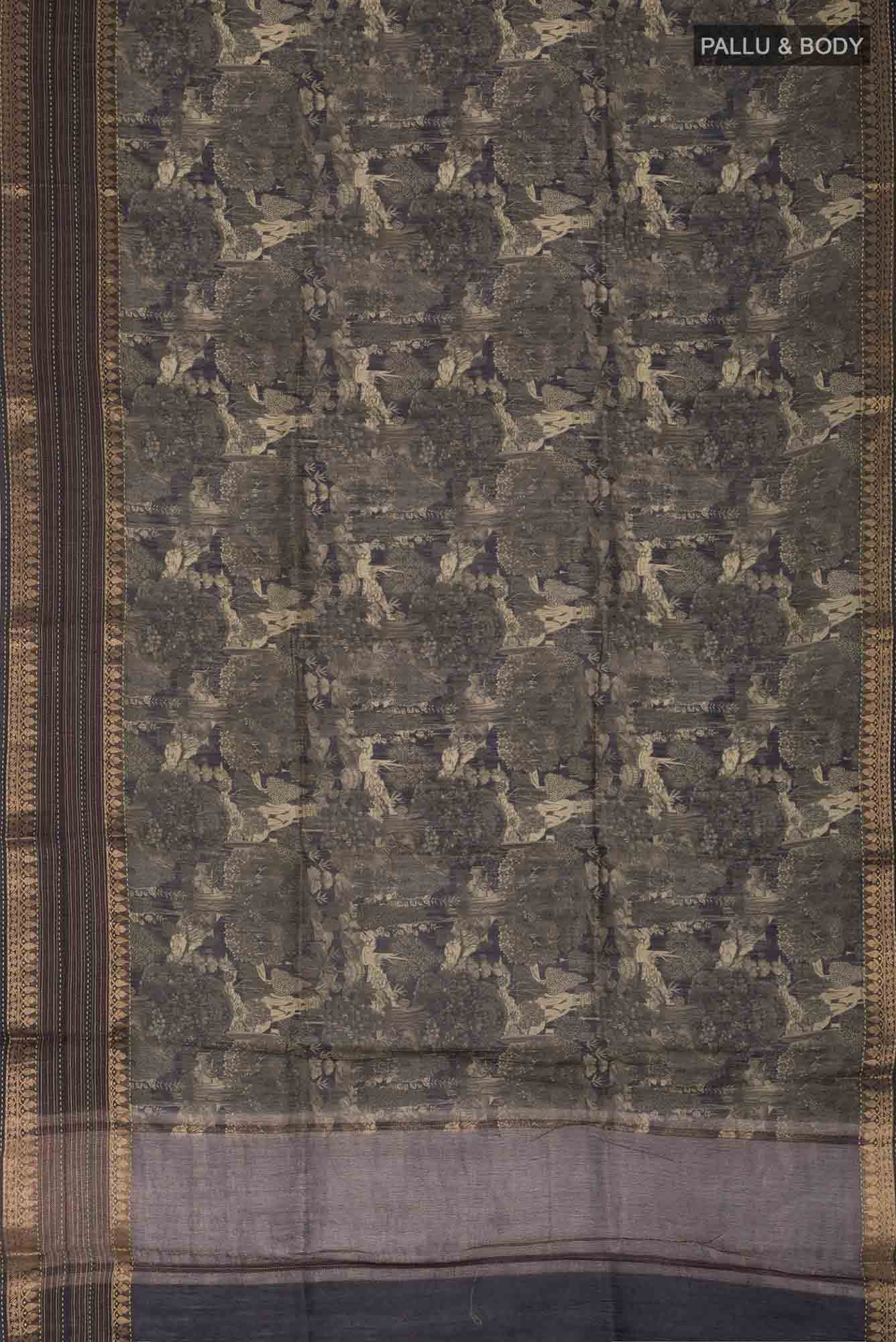 Black Bhagalpuri Tussar Silk Saree