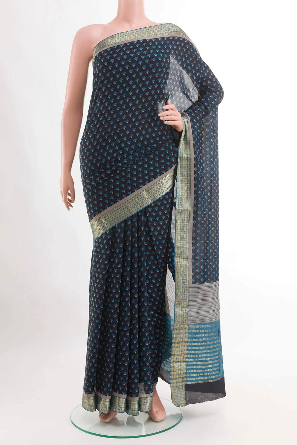 Dark Blue Crepe Saree