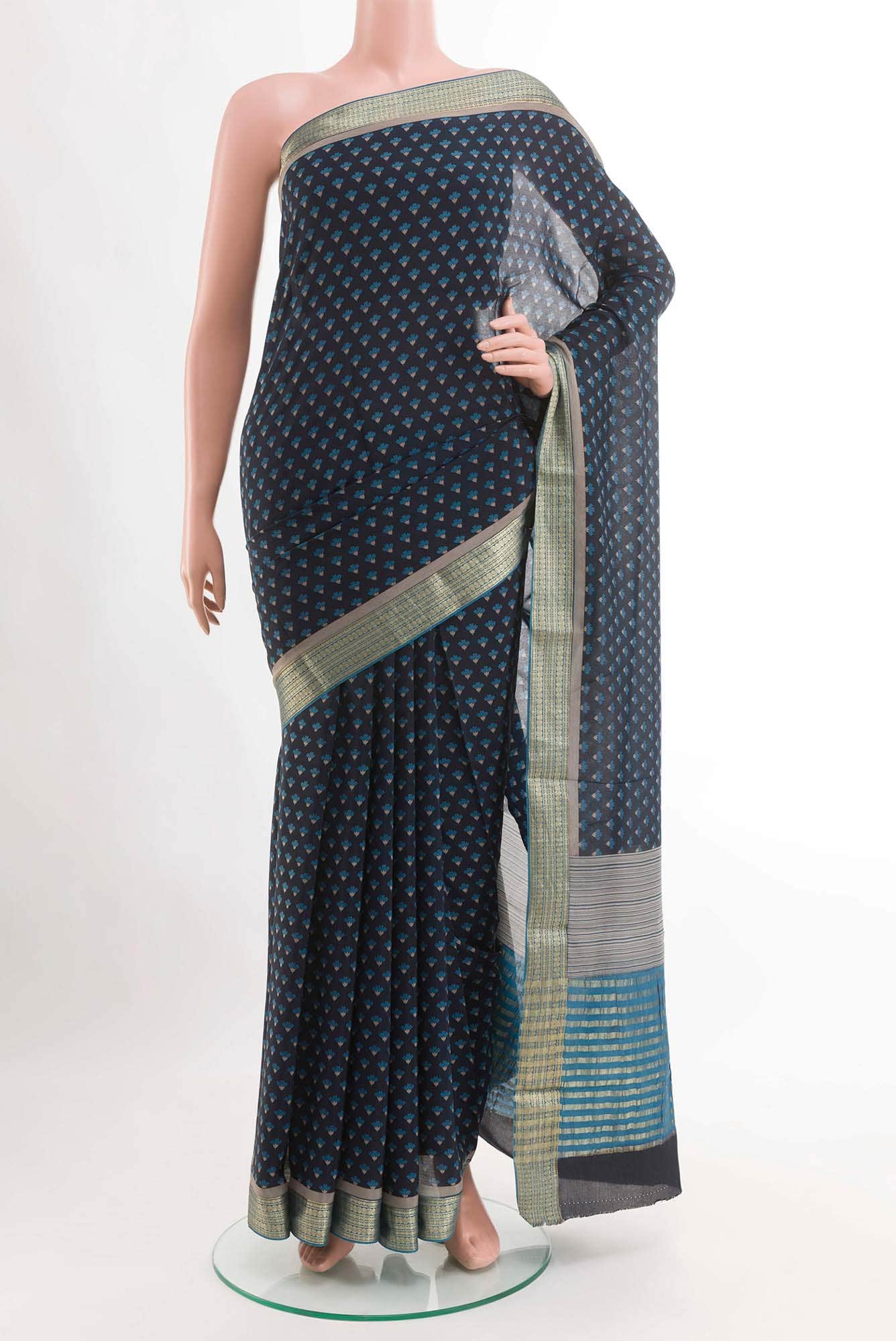 Dark Blue Crepe Saree