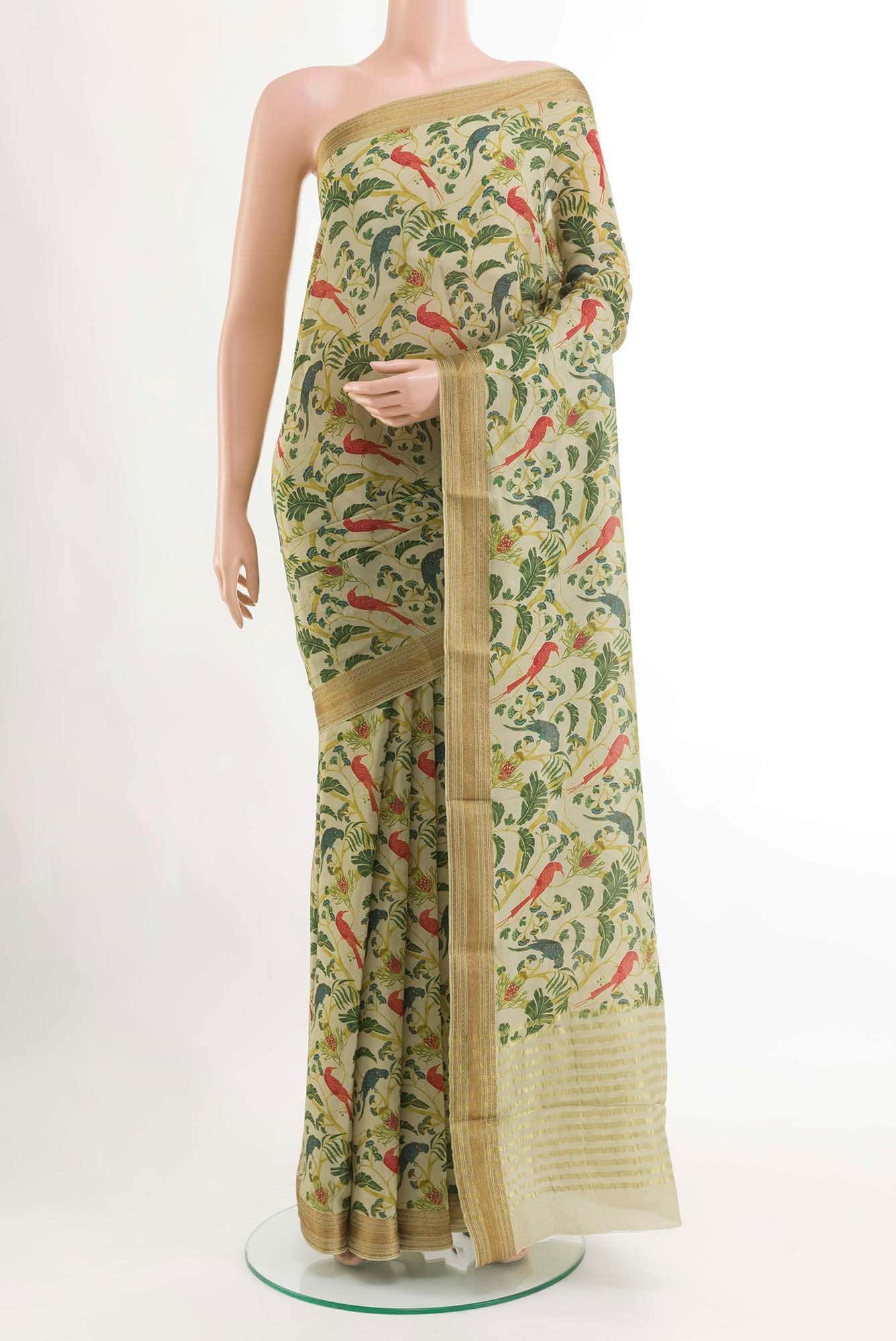 Beige Satin Silk Saree