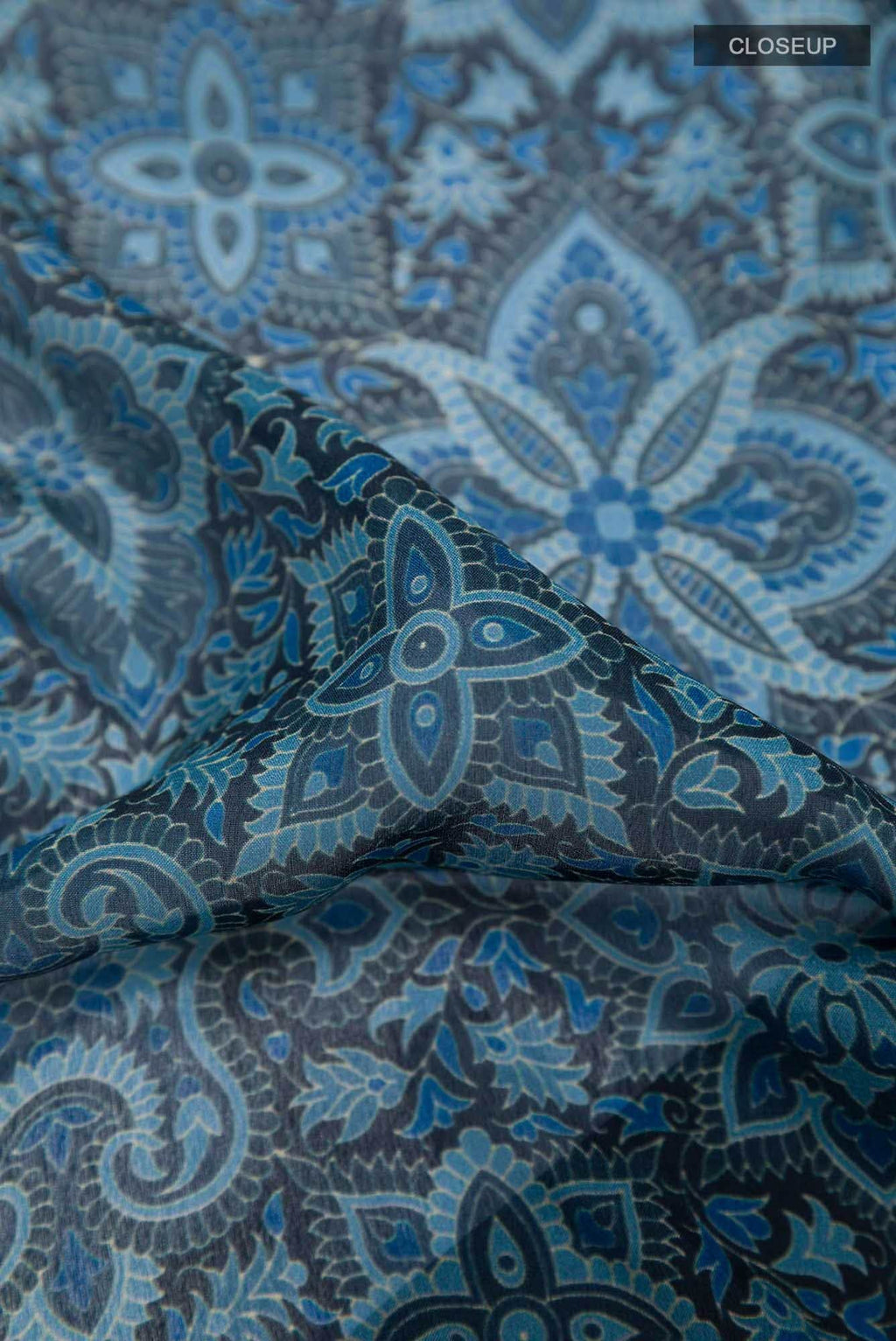 Blue Crepe Saree