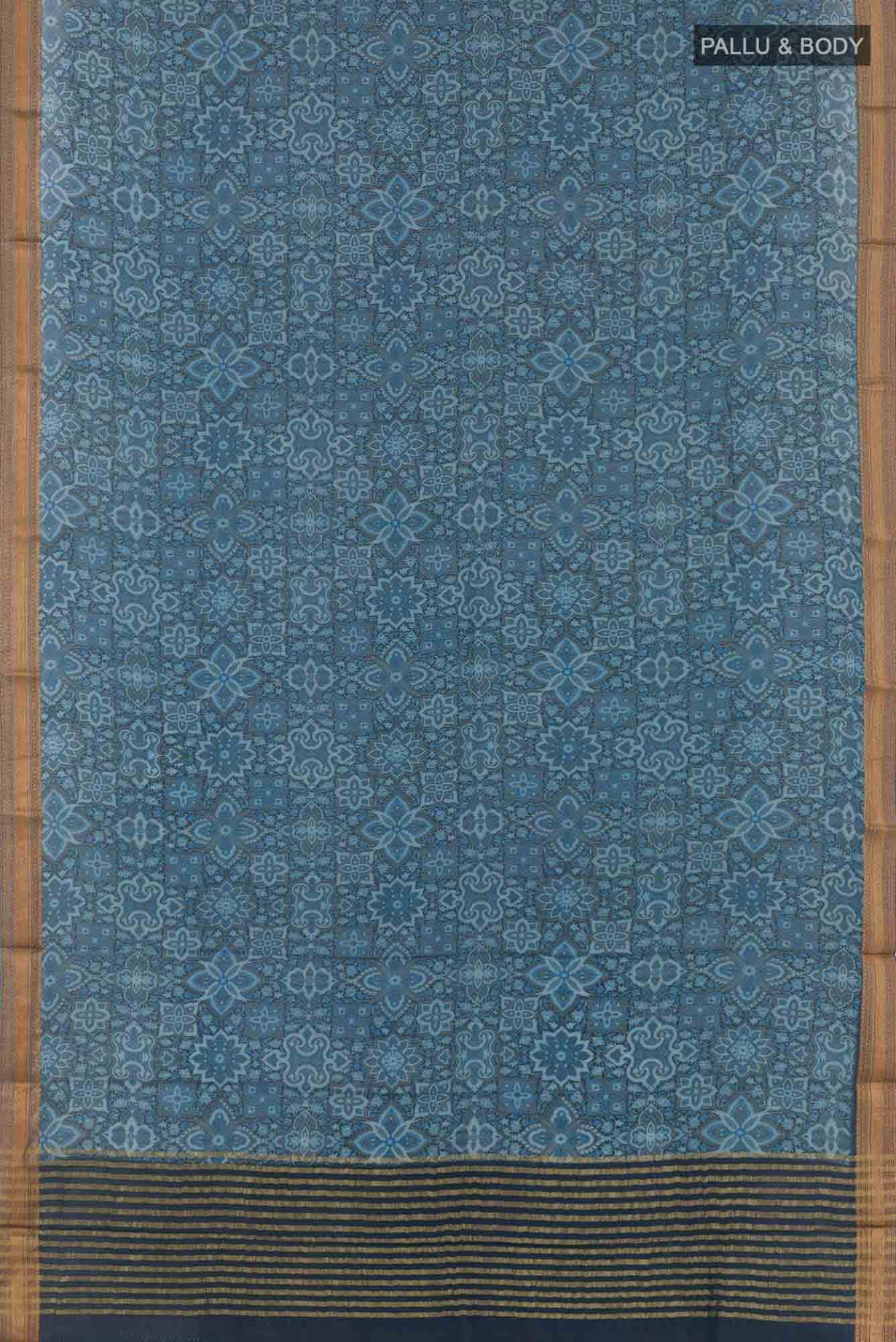 Blue Crepe Saree