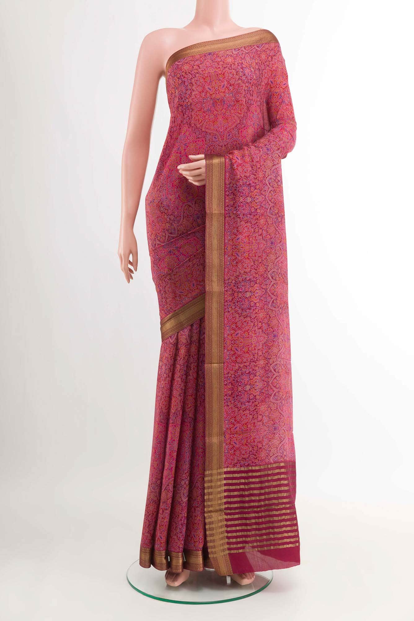 Maroon Crepe Saree