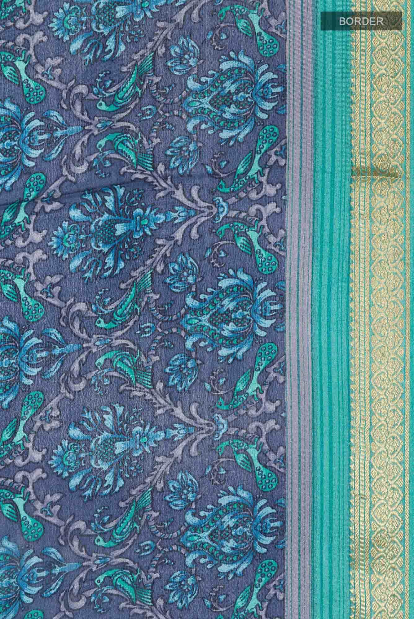 Electric Blue Crepe Saree