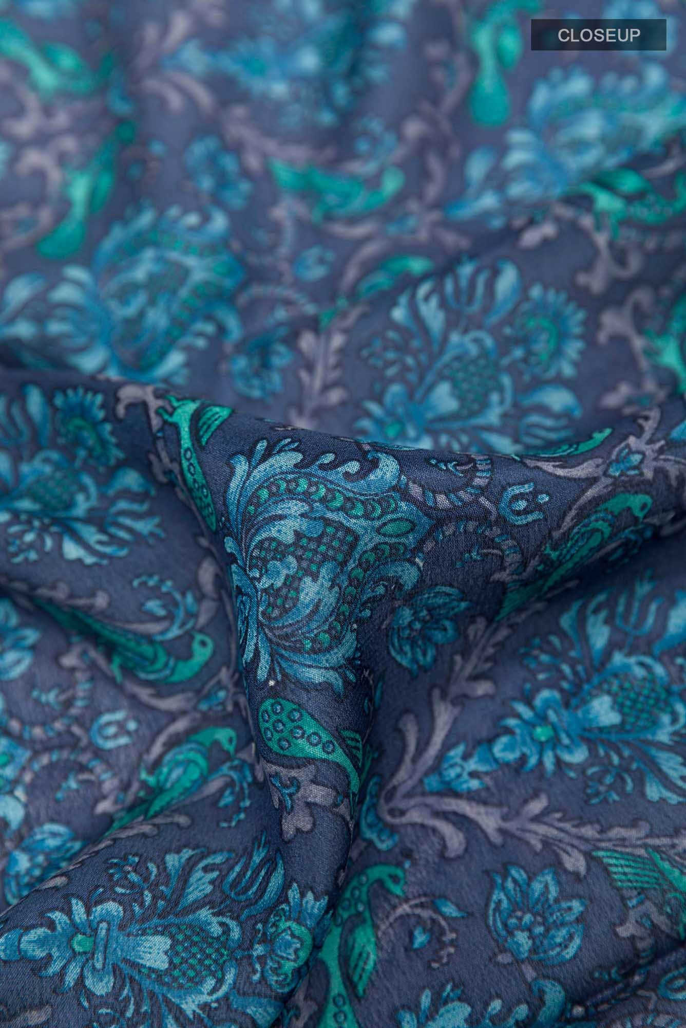Electric Blue Crepe Saree