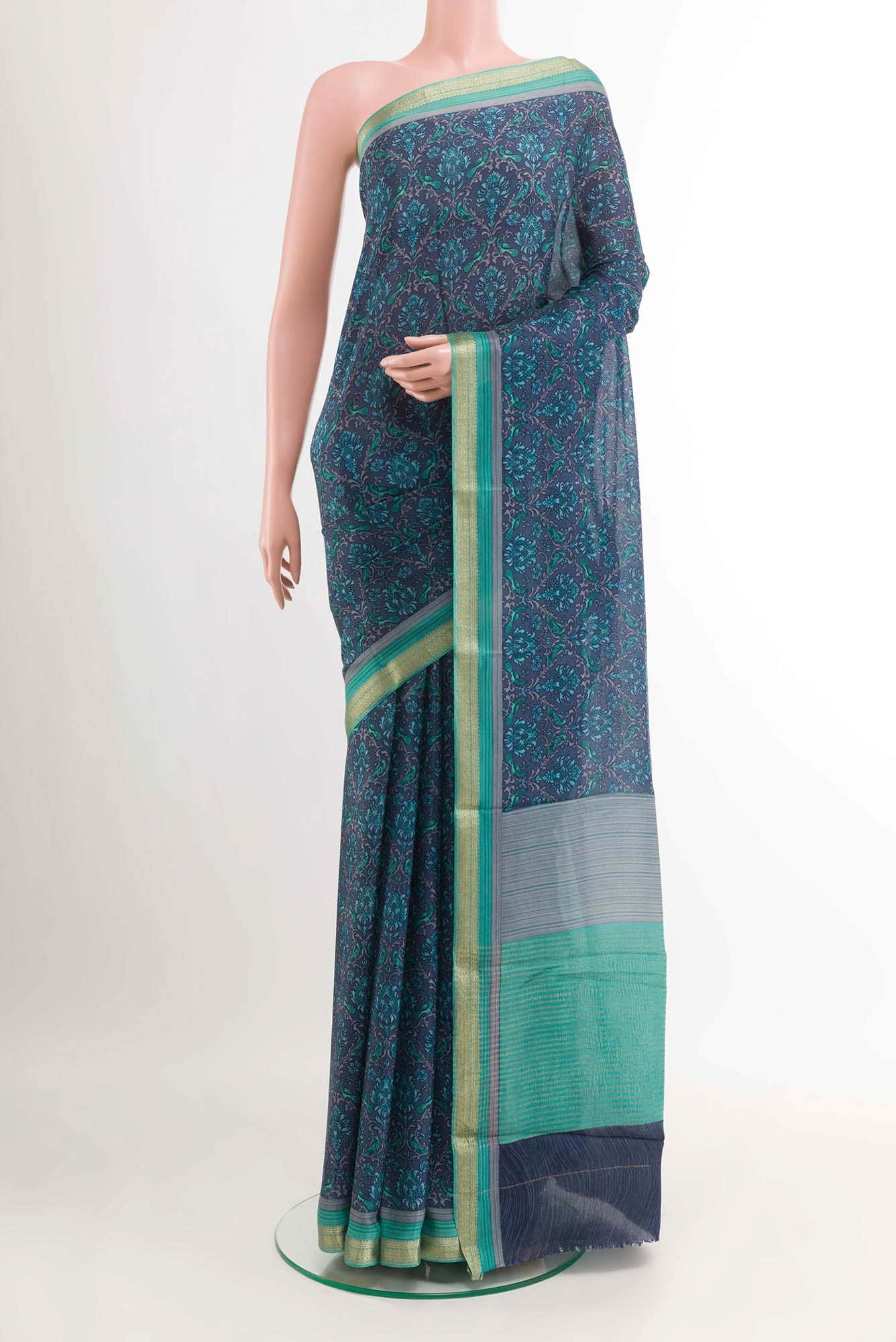 Electric Blue Crepe Saree