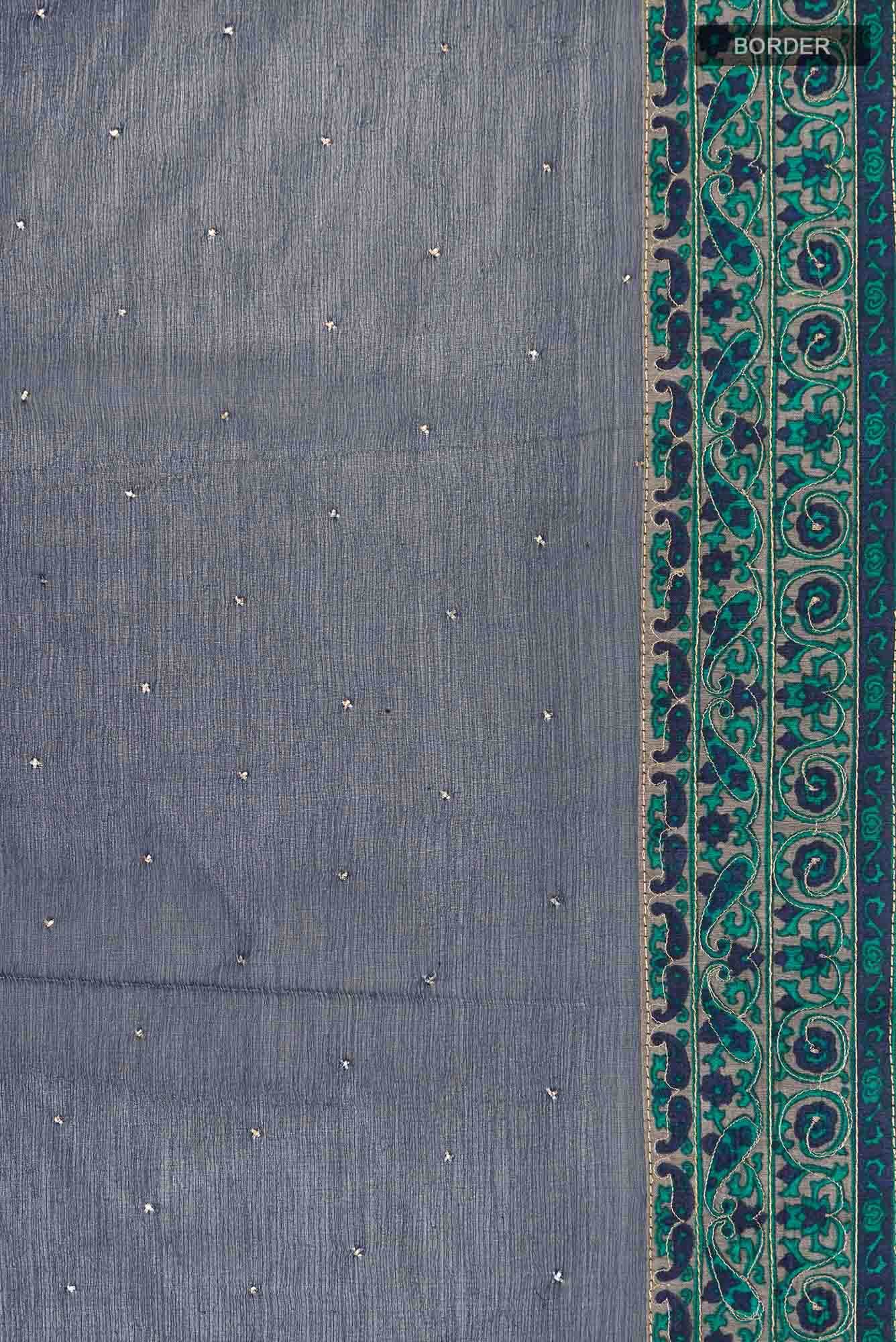 Navy Blue Mysore Chiffon Saree
