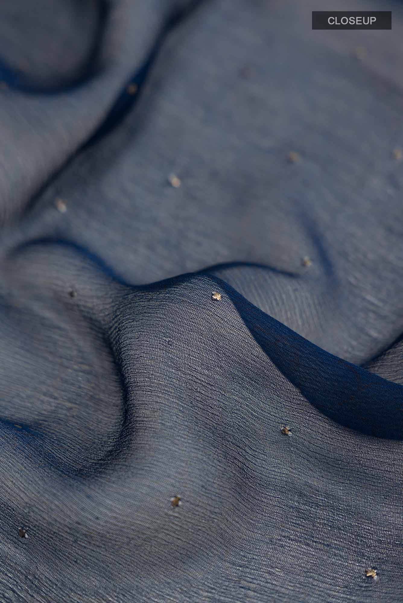 Navy Blue Mysore Chiffon Saree