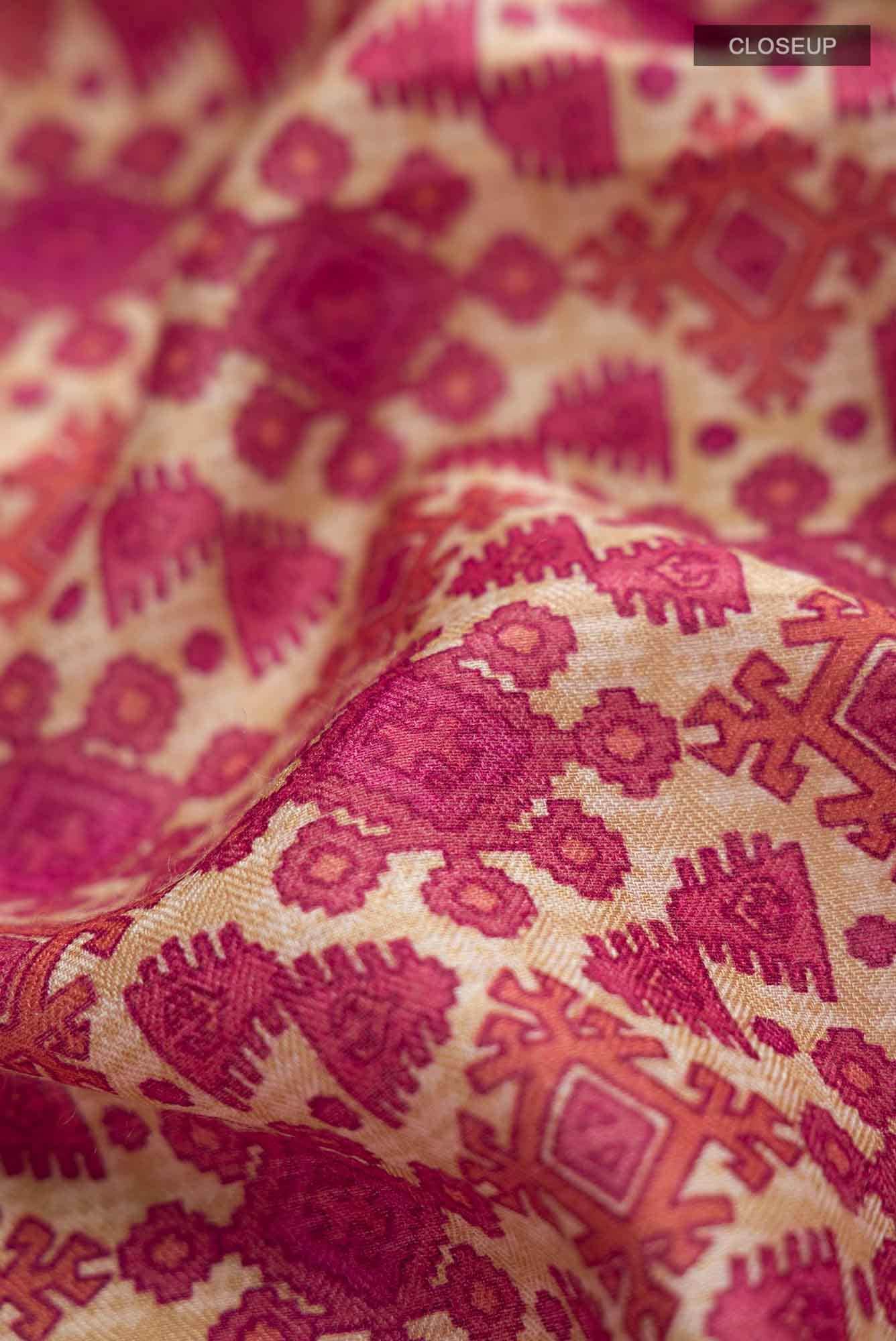 Beige Pashmina Silk Saree