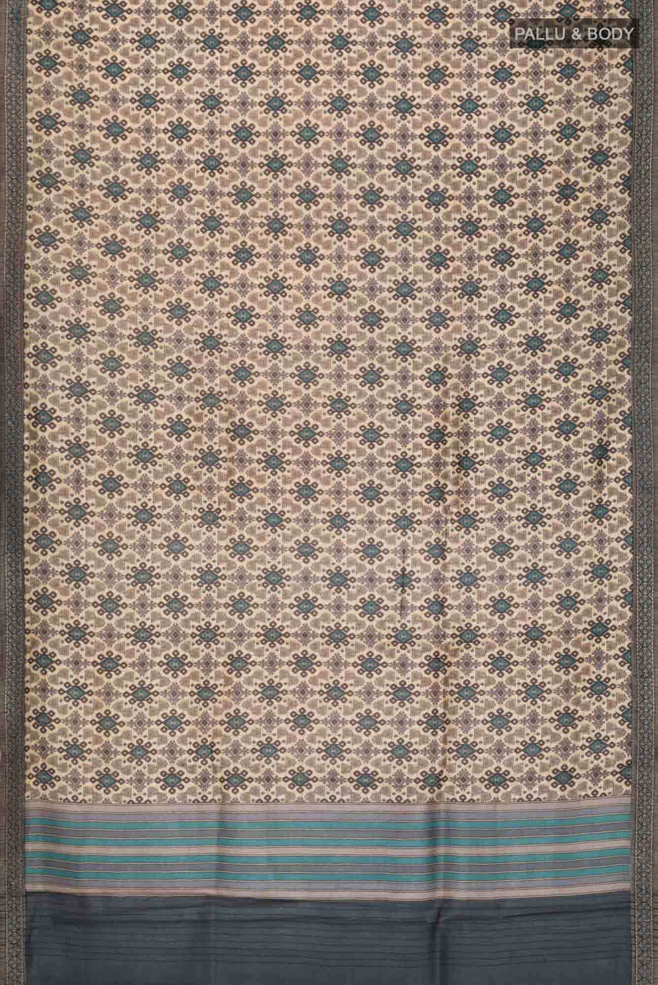 Beige Pashmina Silk Saree