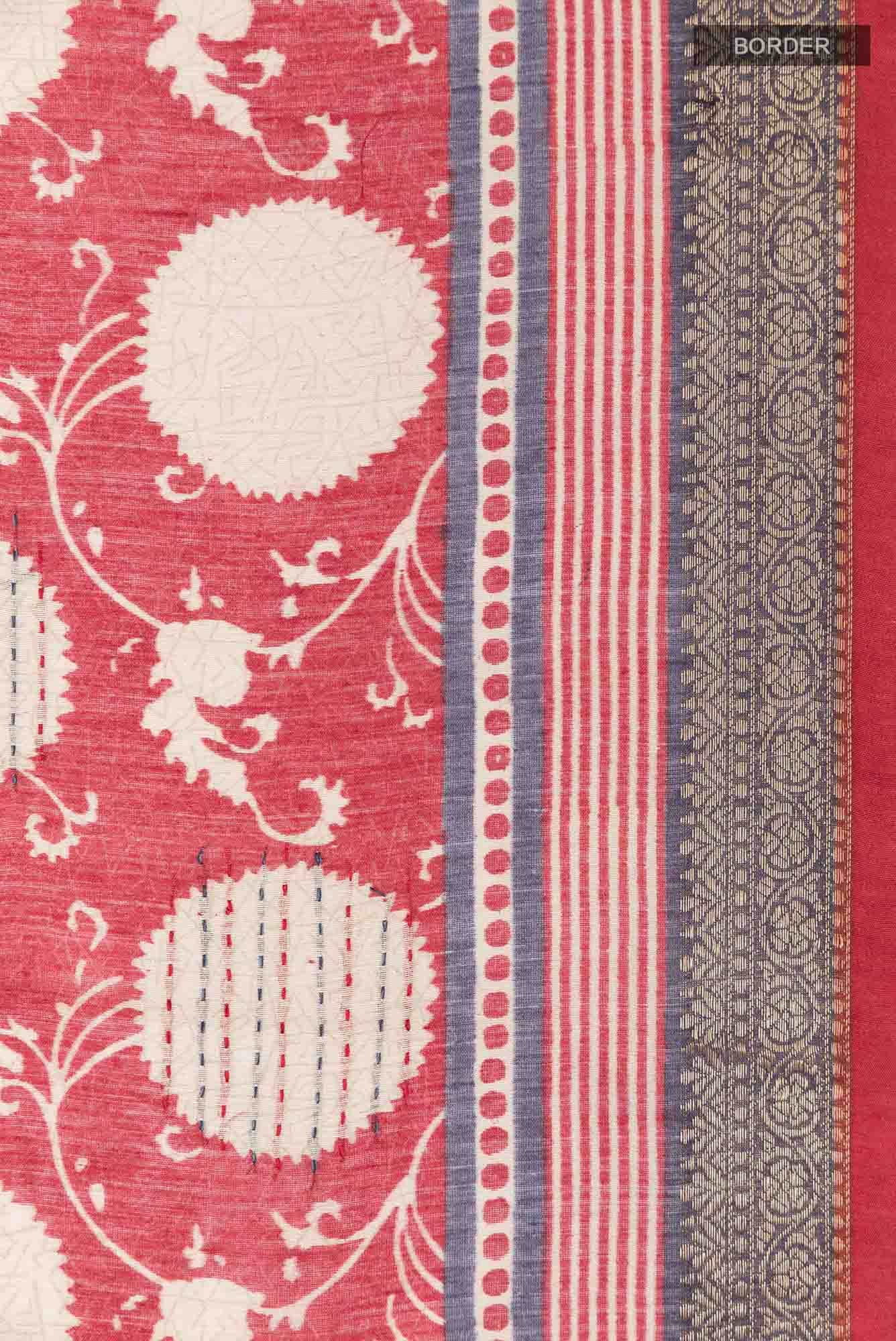 Red Tussar Saree