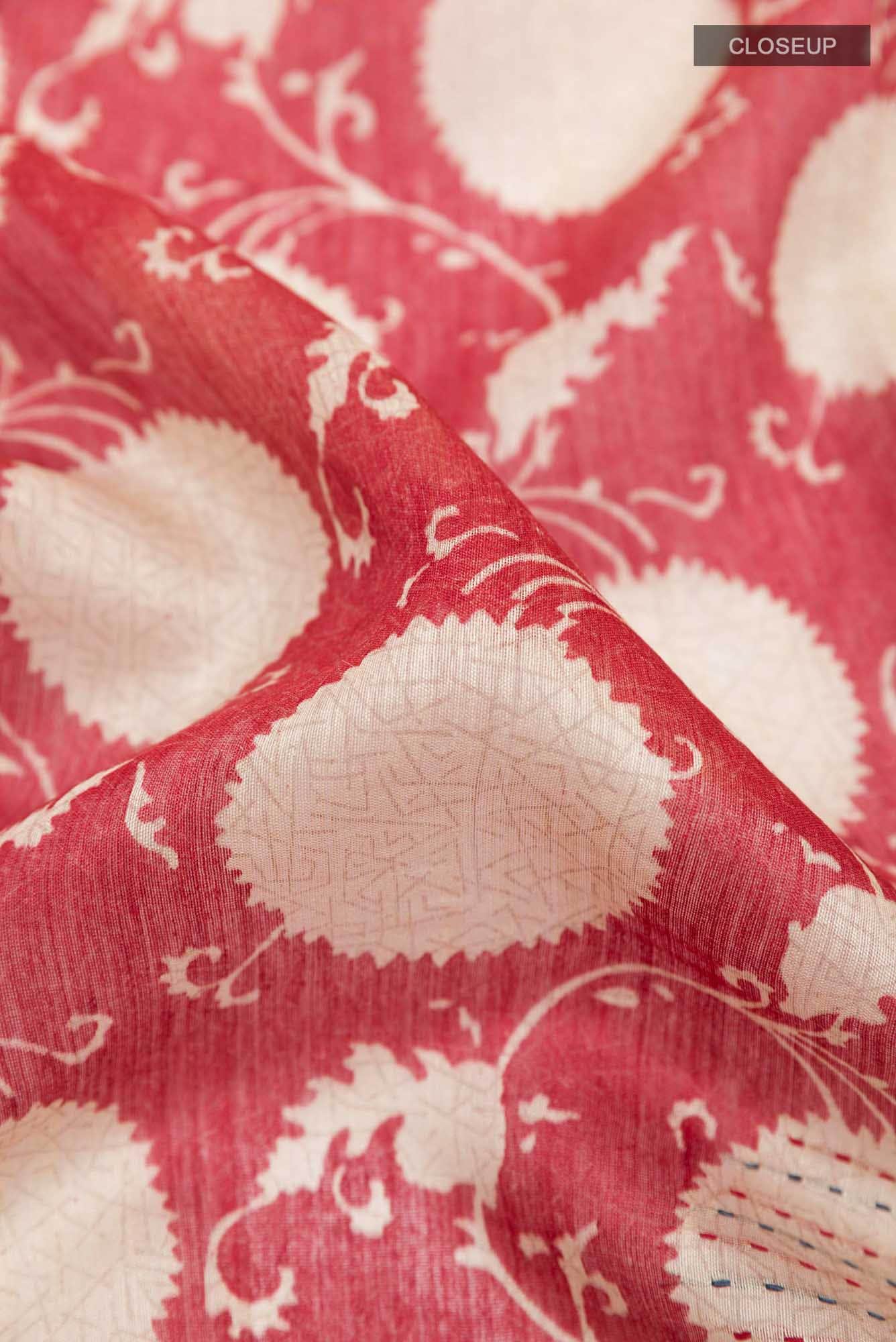 Red Tussar Saree