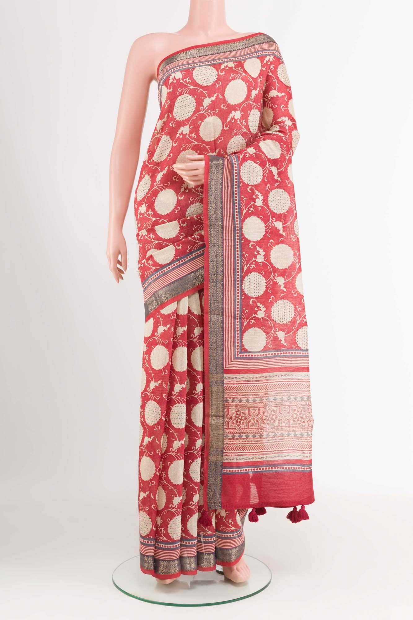 Red Tussar Saree