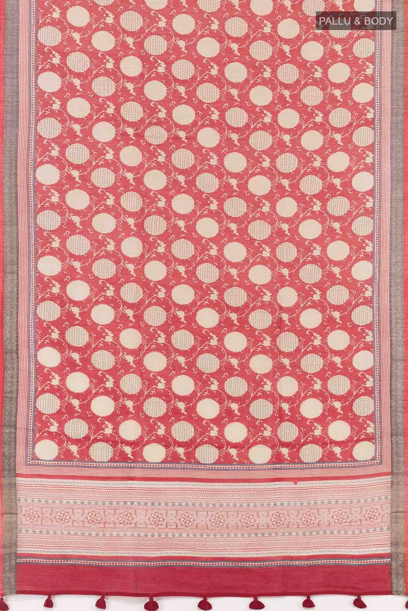 Red Tussar Saree