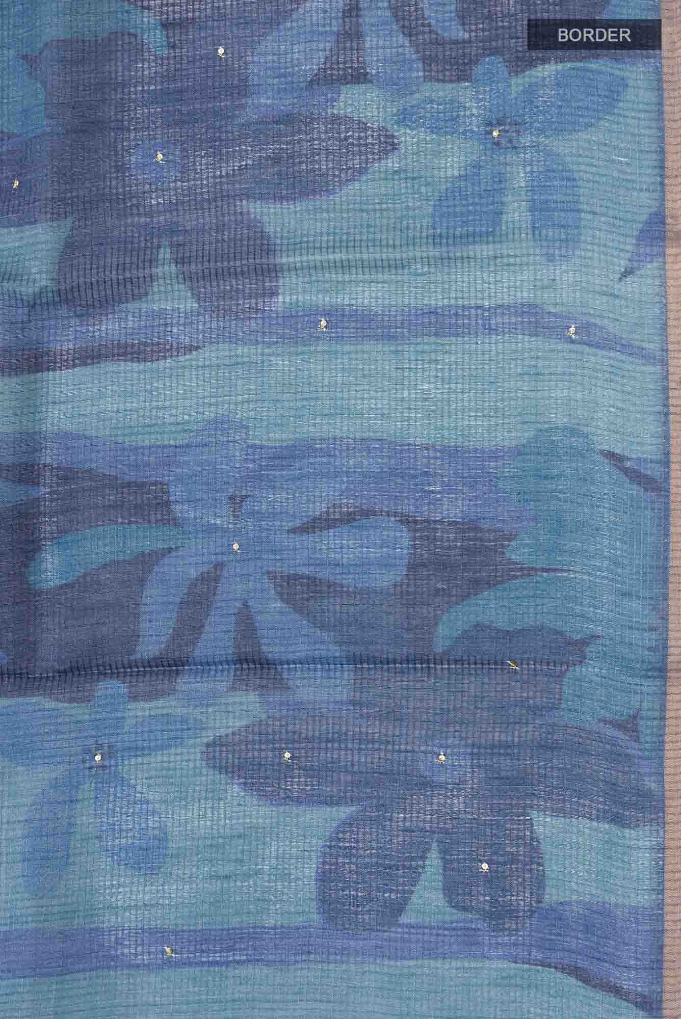 Blue Bhagalpuri Tussar Silk Saree