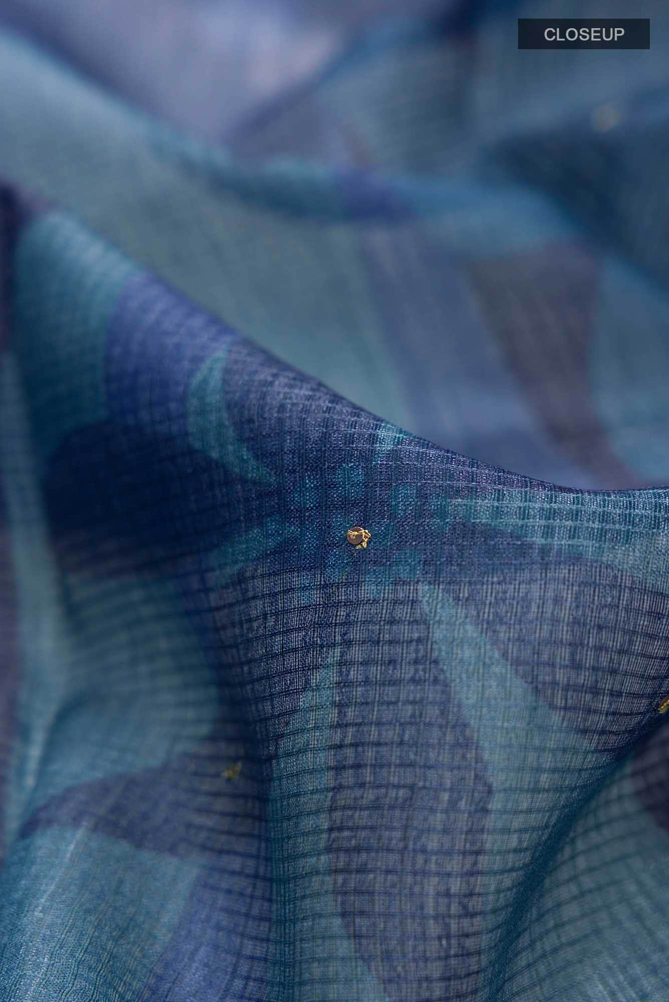 Blue Bhagalpuri Tussar Silk Saree
