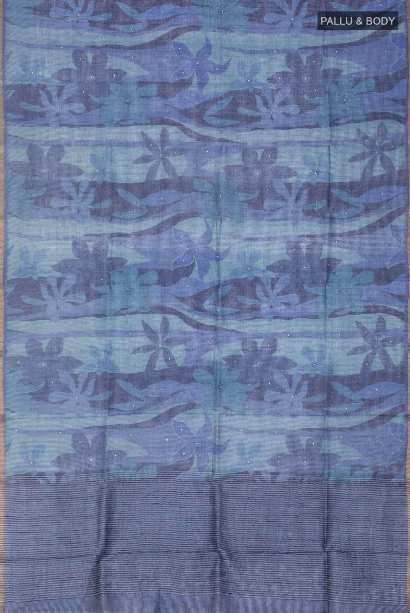 Blue Bhagalpuri Tussar Silk Saree
