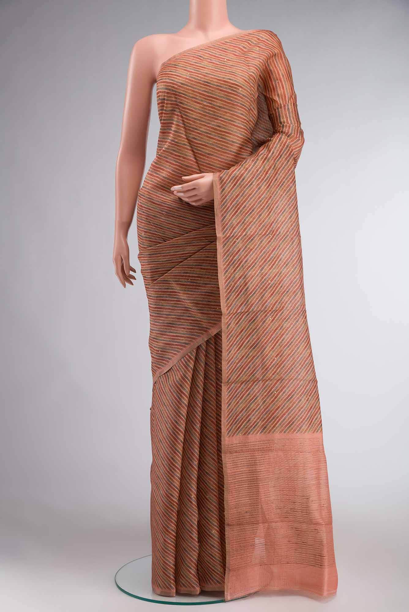 Brown Bhagalpuri Tussar Silk Saree