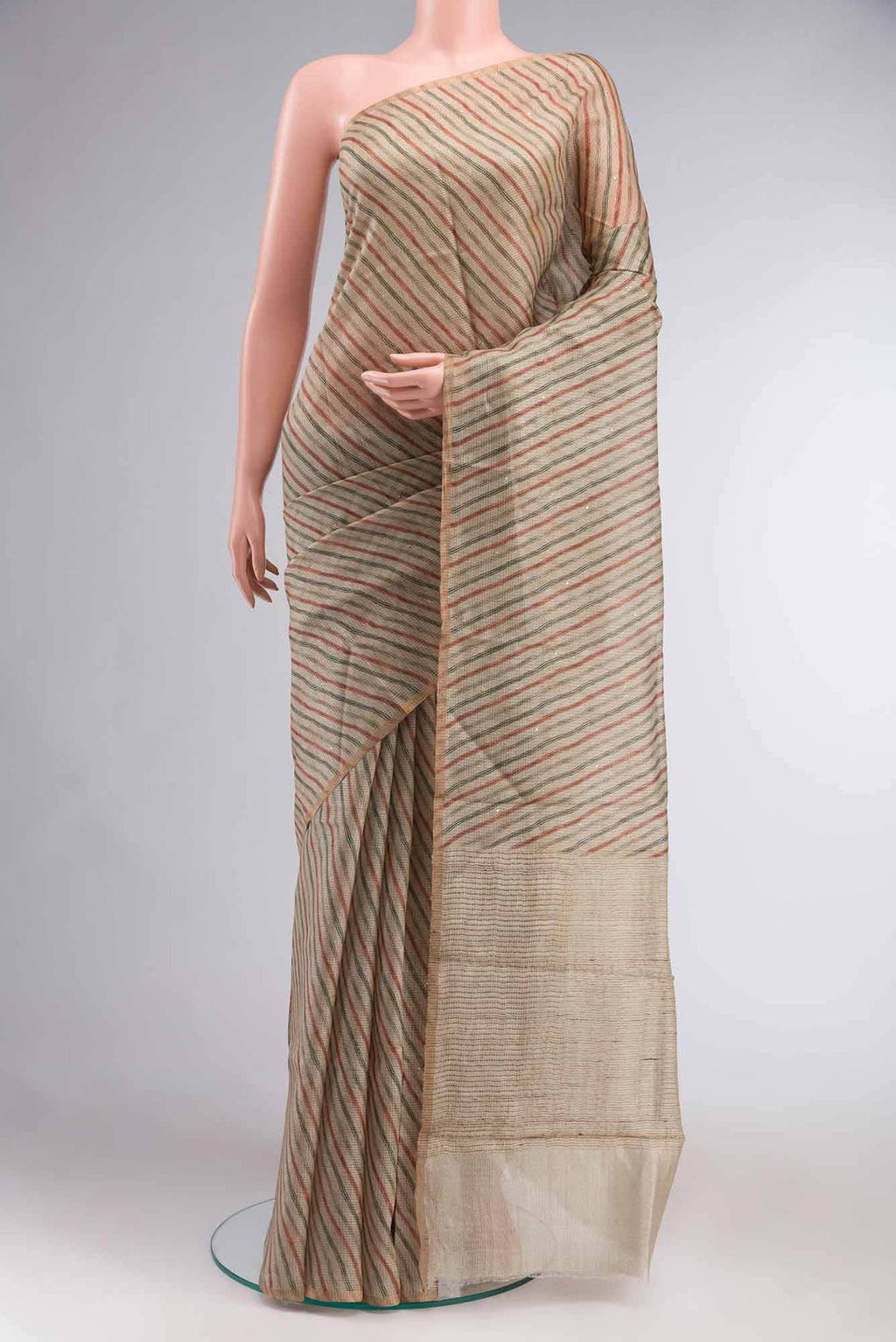 Green Bhagalpuri Tussar Silk Saree