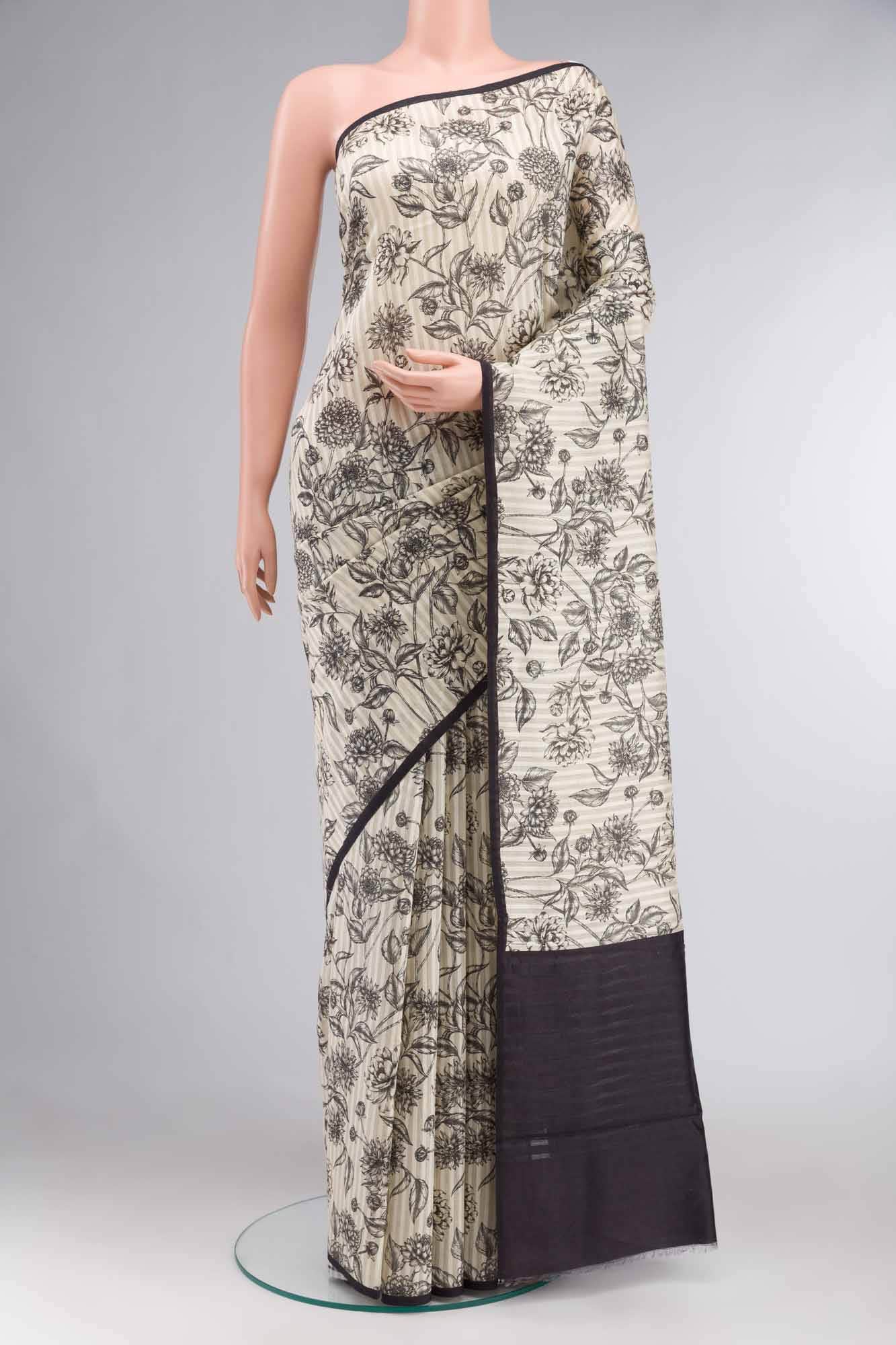 Beige Bhagalpuri Tussar Silk Saree