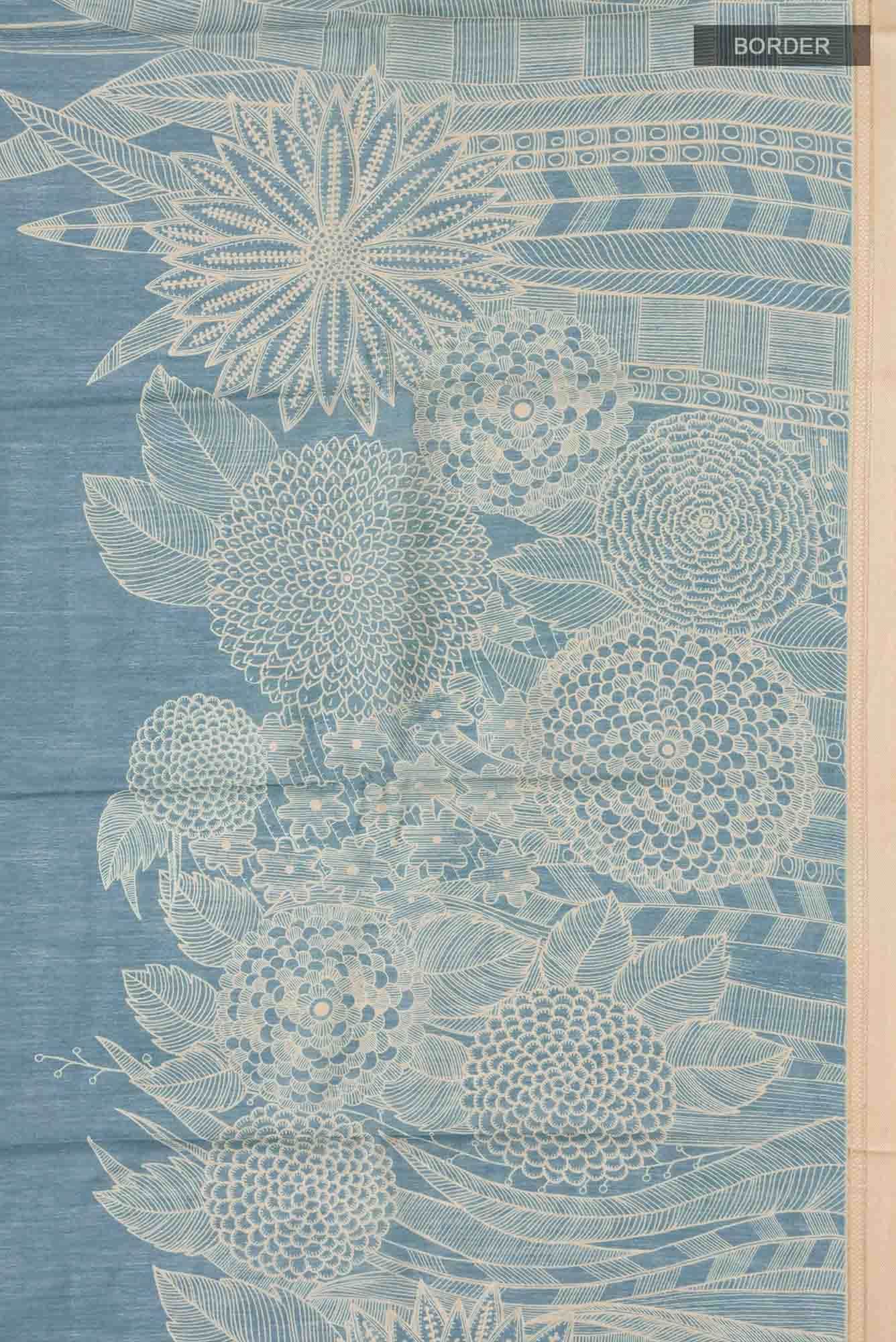 Blue Bhagalpuri Tussar Silk Saree