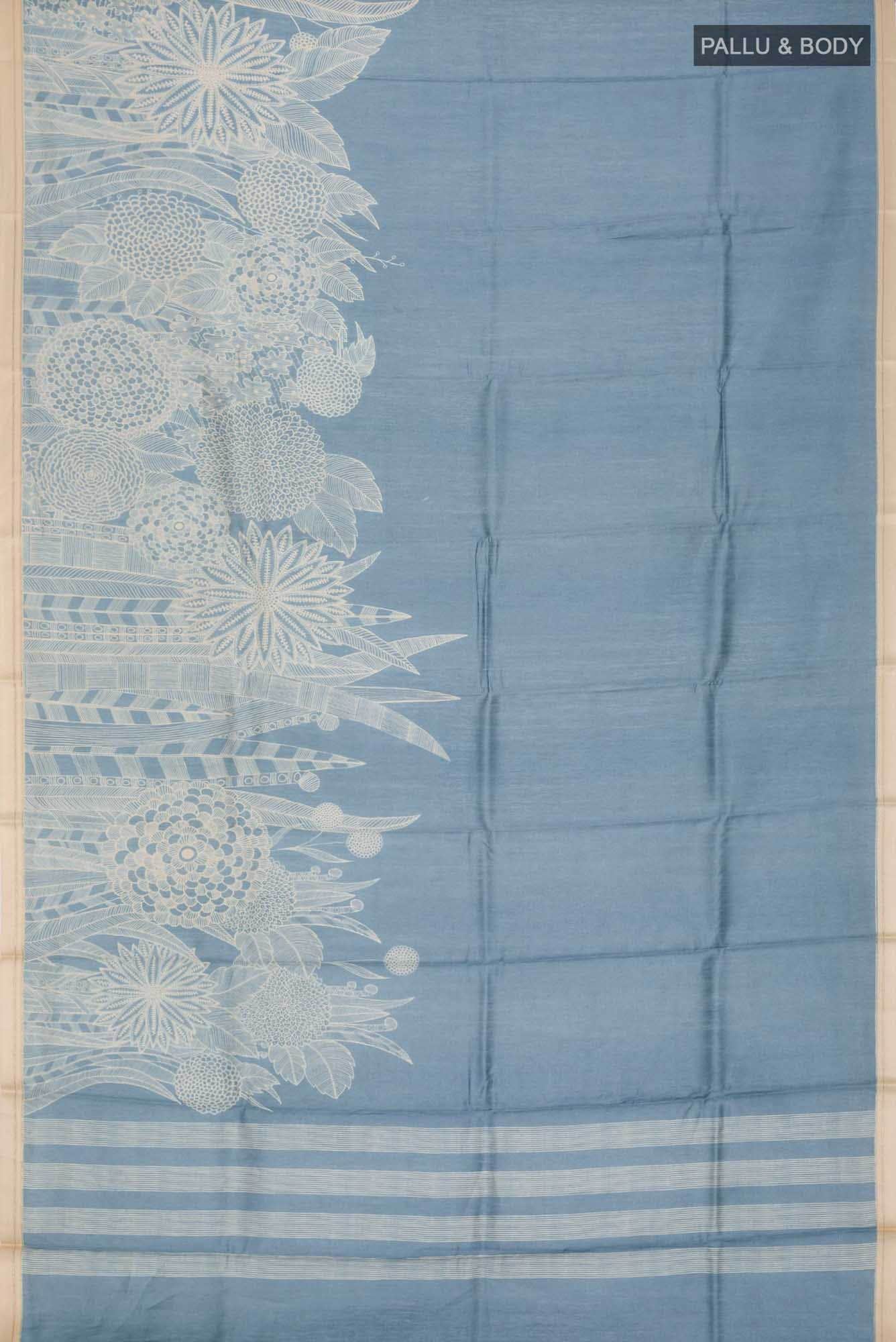 Blue Bhagalpuri Tussar Silk Saree