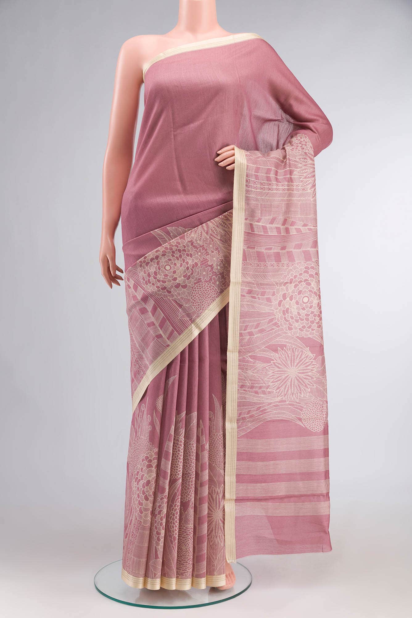 Pink Bhagalpuri Tussar Silk Saree