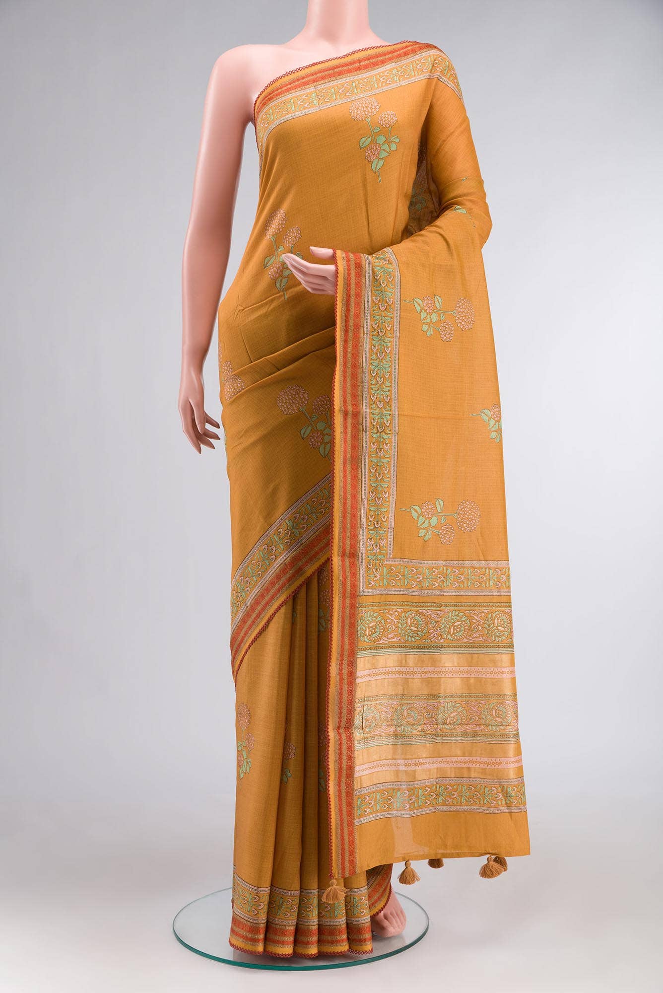 Yellow Bhagalpuri Tussar Silk Saree