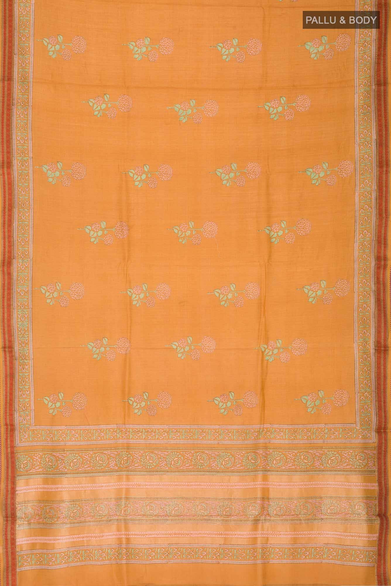 Yellow Bhagalpuri Tussar Silk Saree