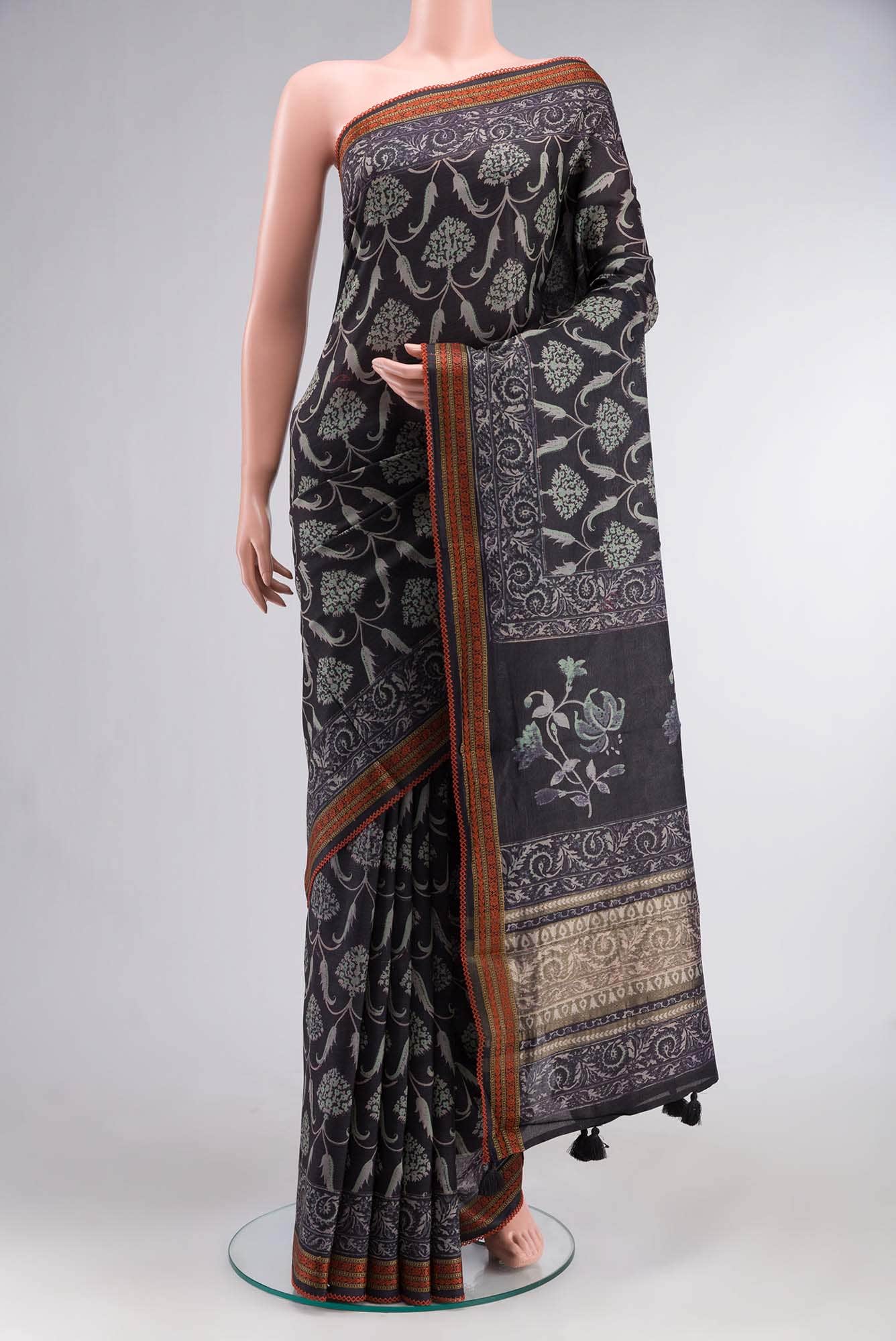 Black Bhagalpuri Tussar Silk Saree