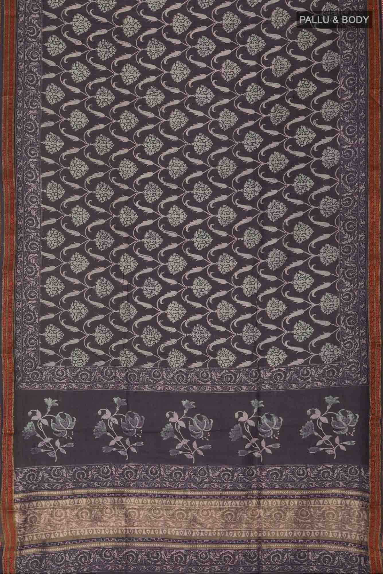 Black Bhagalpuri Tussar Silk Saree