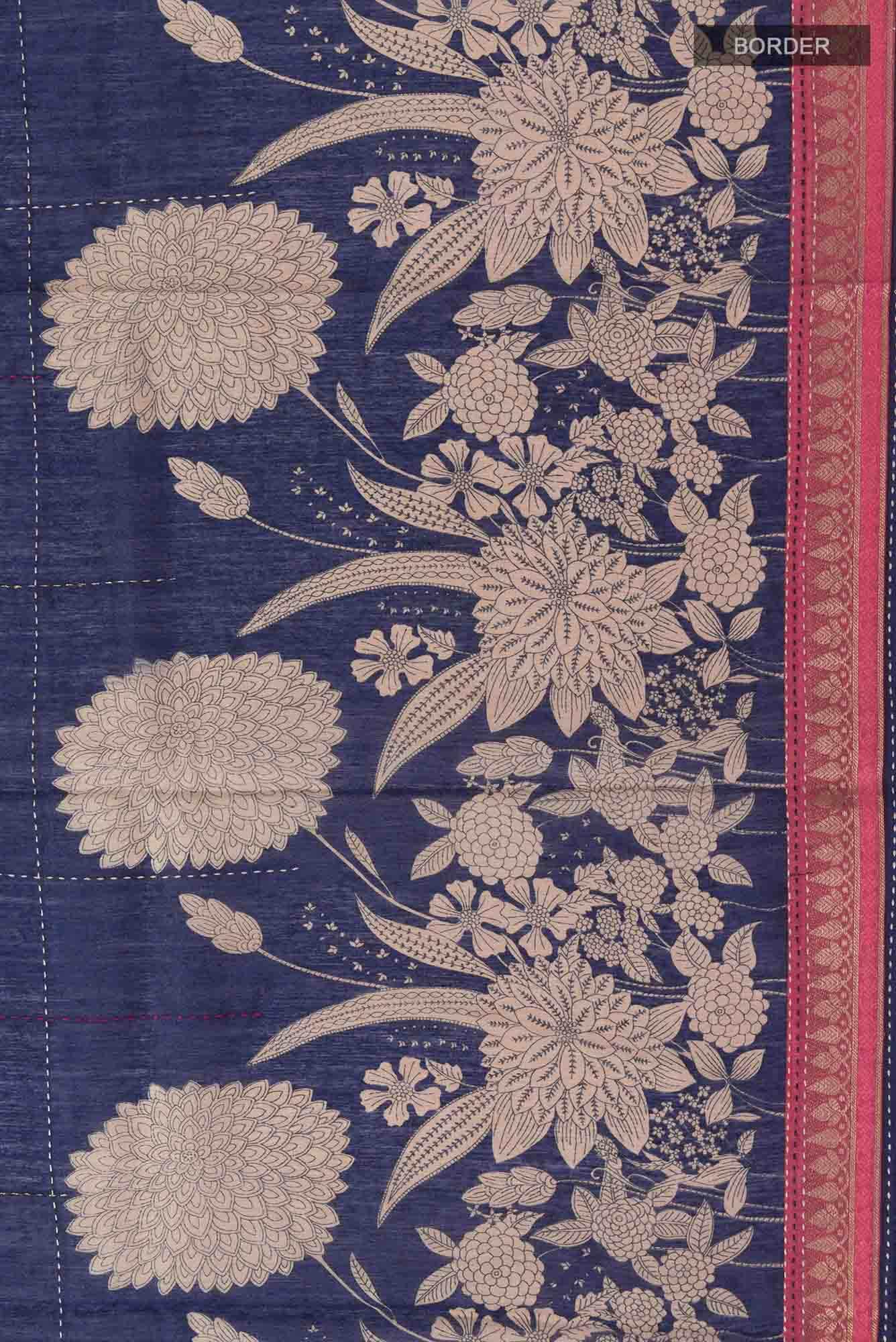 Blue Bhagalpuri Tussar Silk Saree