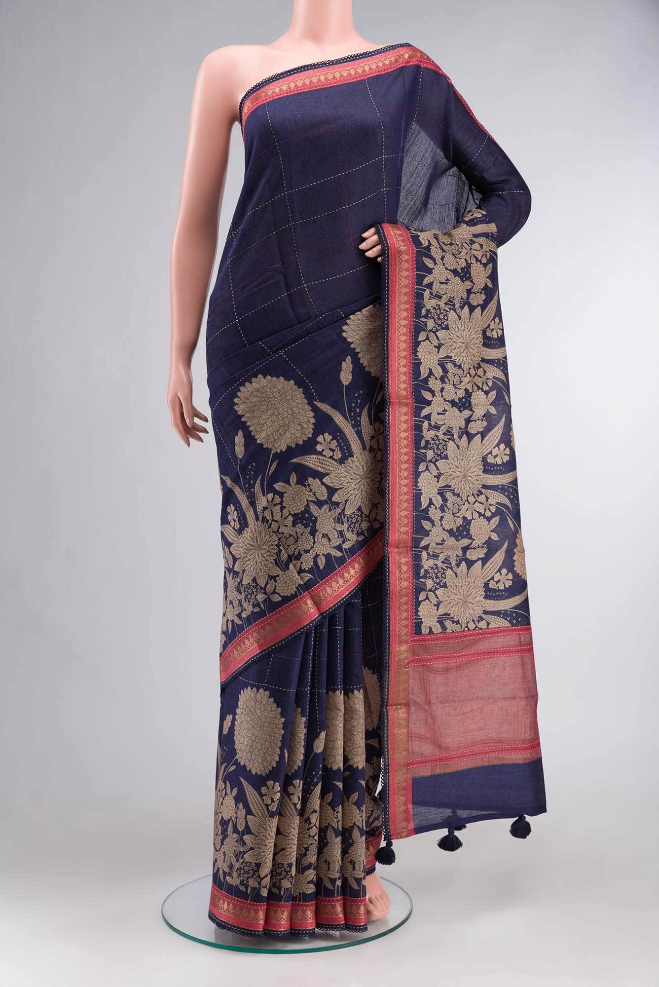Blue Bhagalpuri Tussar Silk Saree