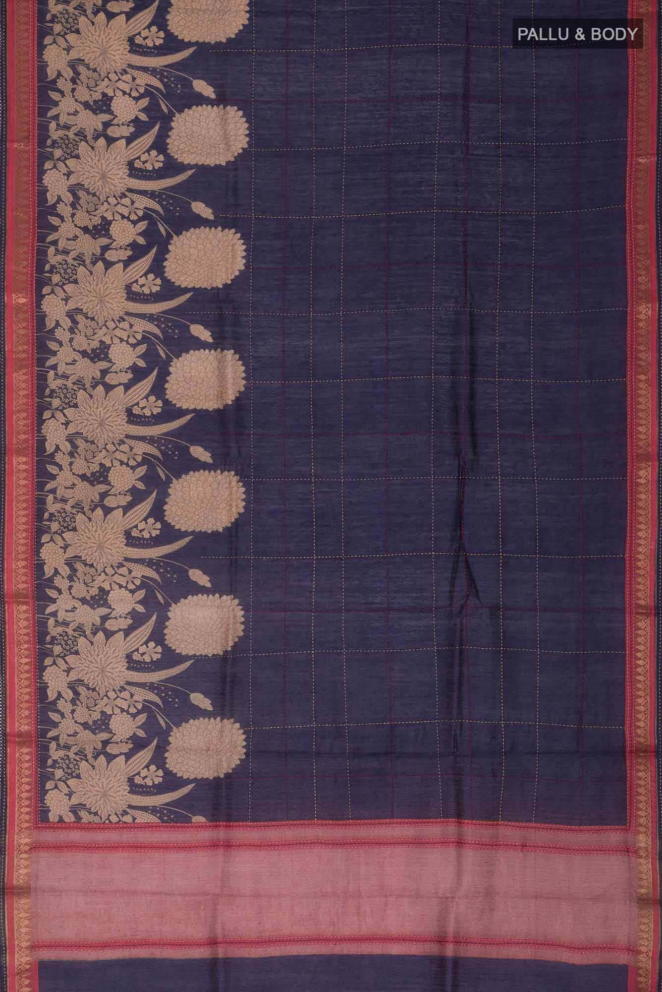 Blue Bhagalpuri Tussar Silk Saree