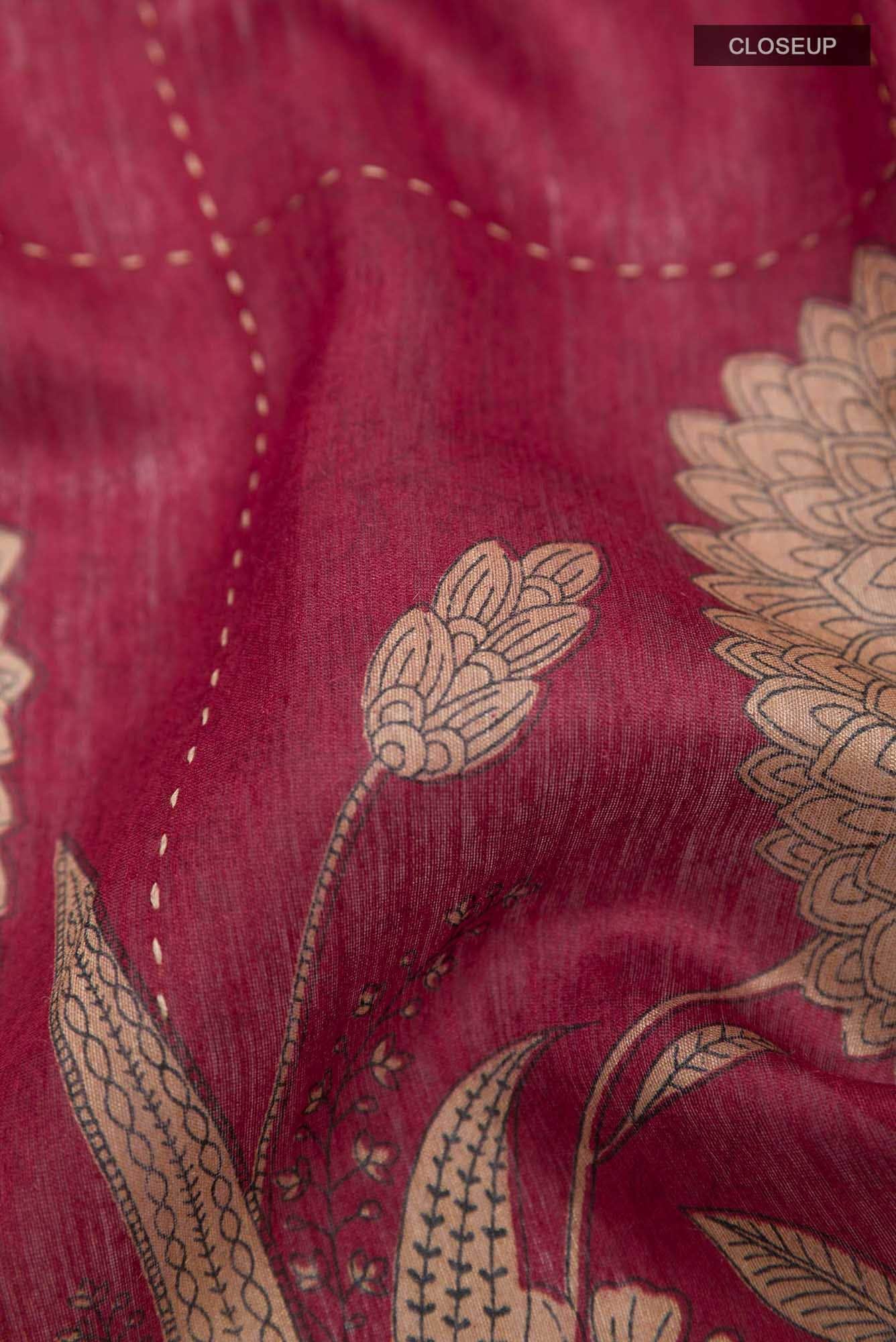 Maroon Tussar Saree