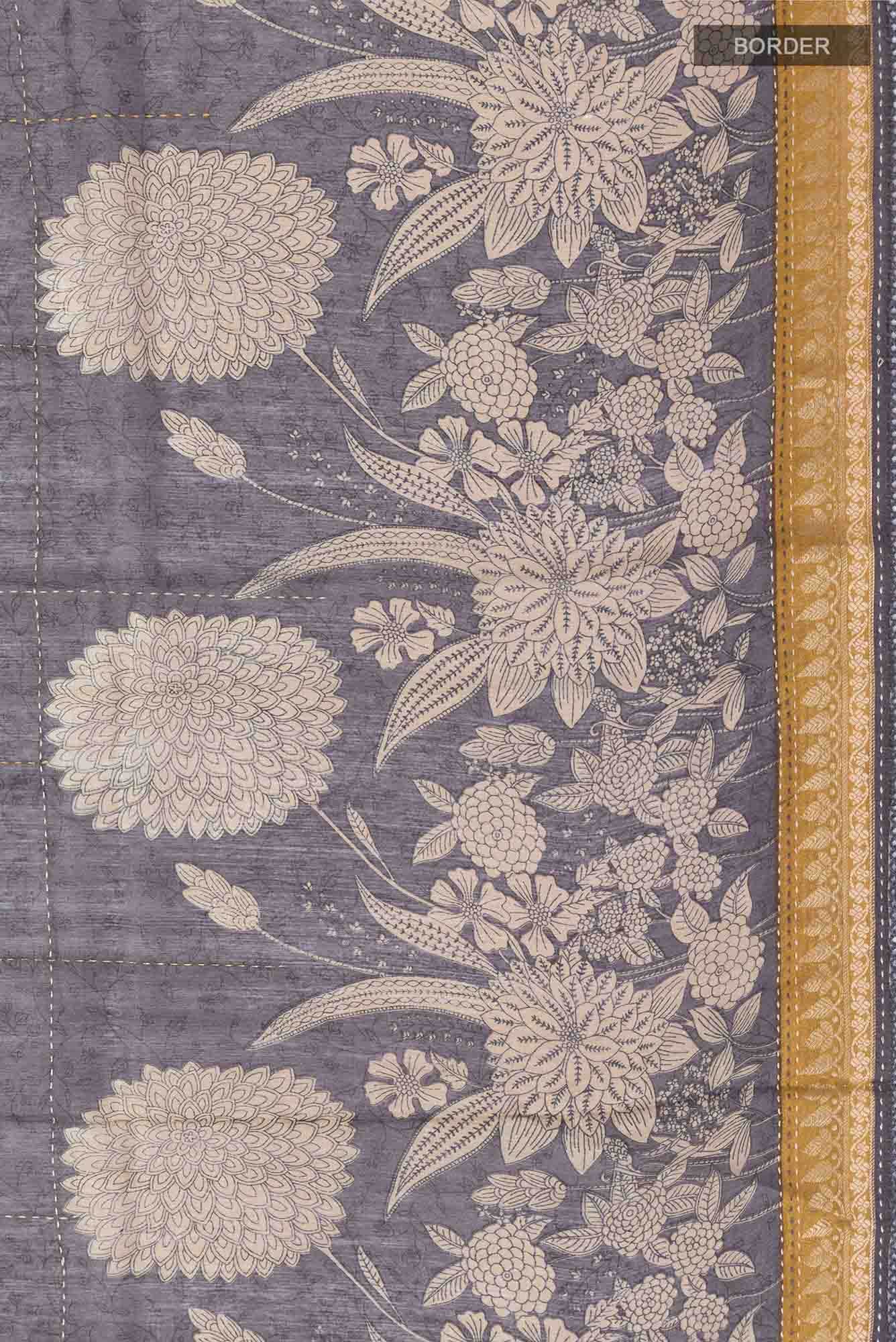 Grey Bhagalpuri Tussar Silk Saree