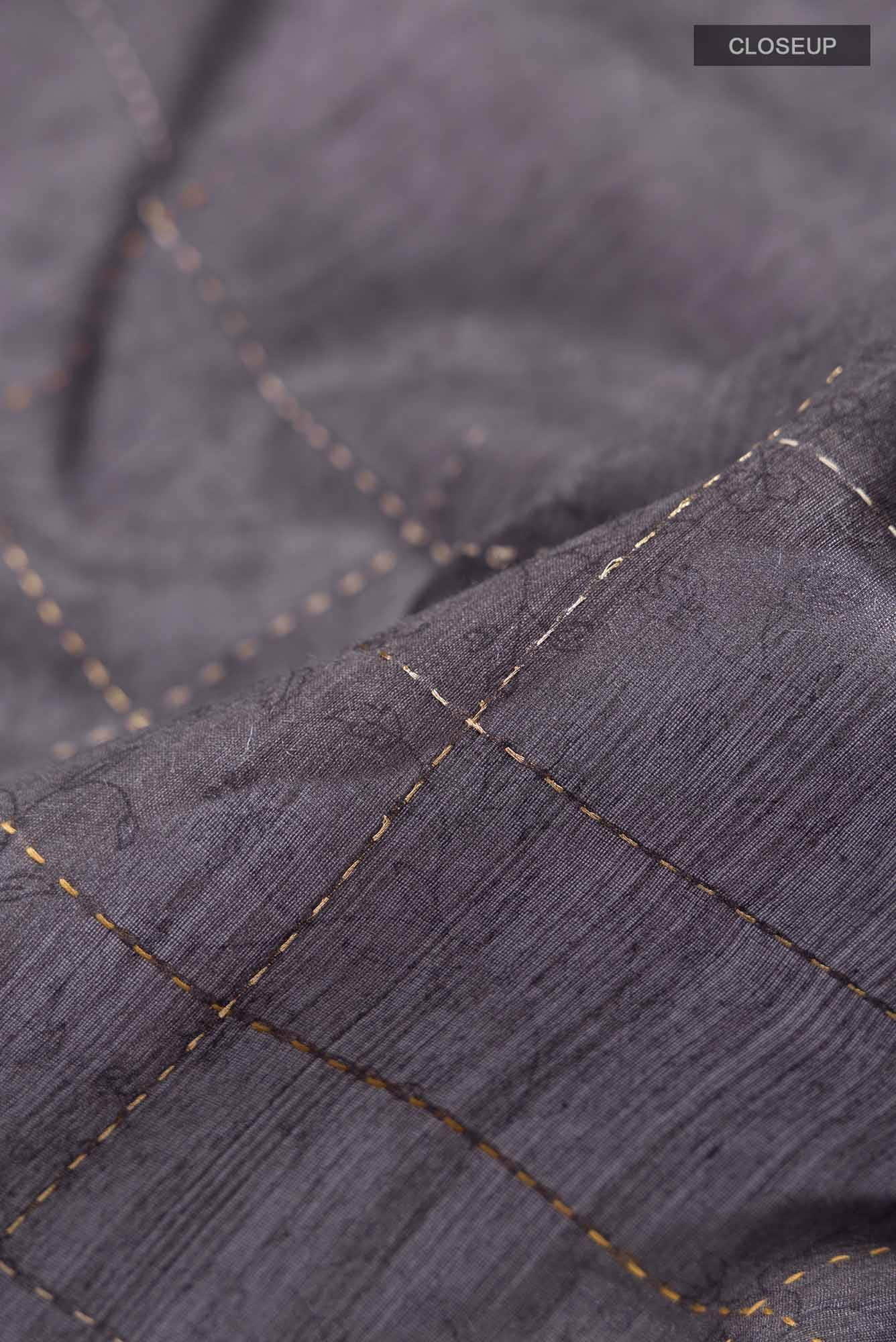 Grey Bhagalpuri Tussar Silk Saree