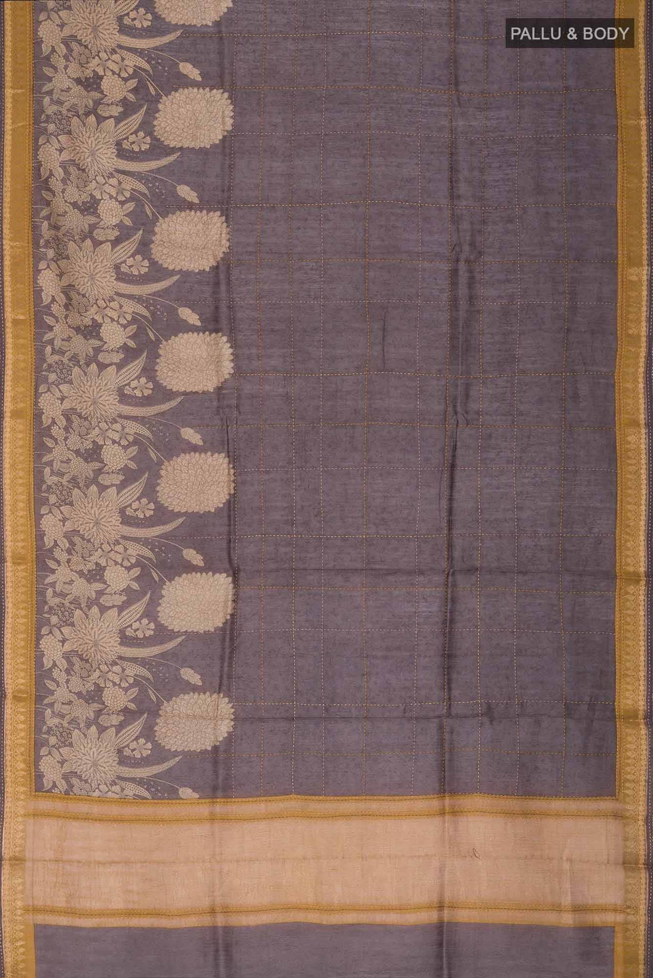 Grey Bhagalpuri Tussar Silk Saree